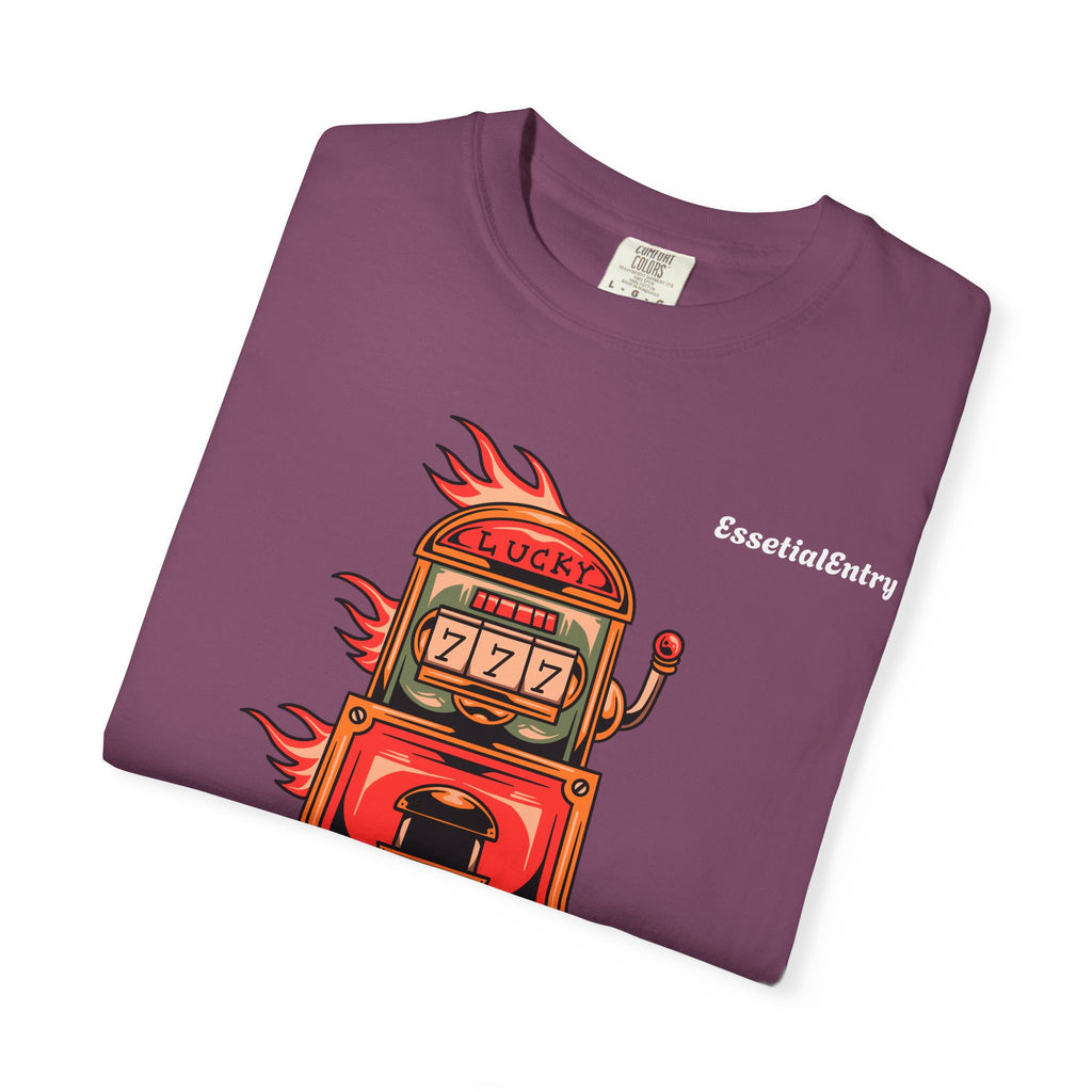 Lucky Game 777 T-Shirt | Retro Slot Machine Graphic | Essential Entry||Unisex Garment-Dyed T-shirt