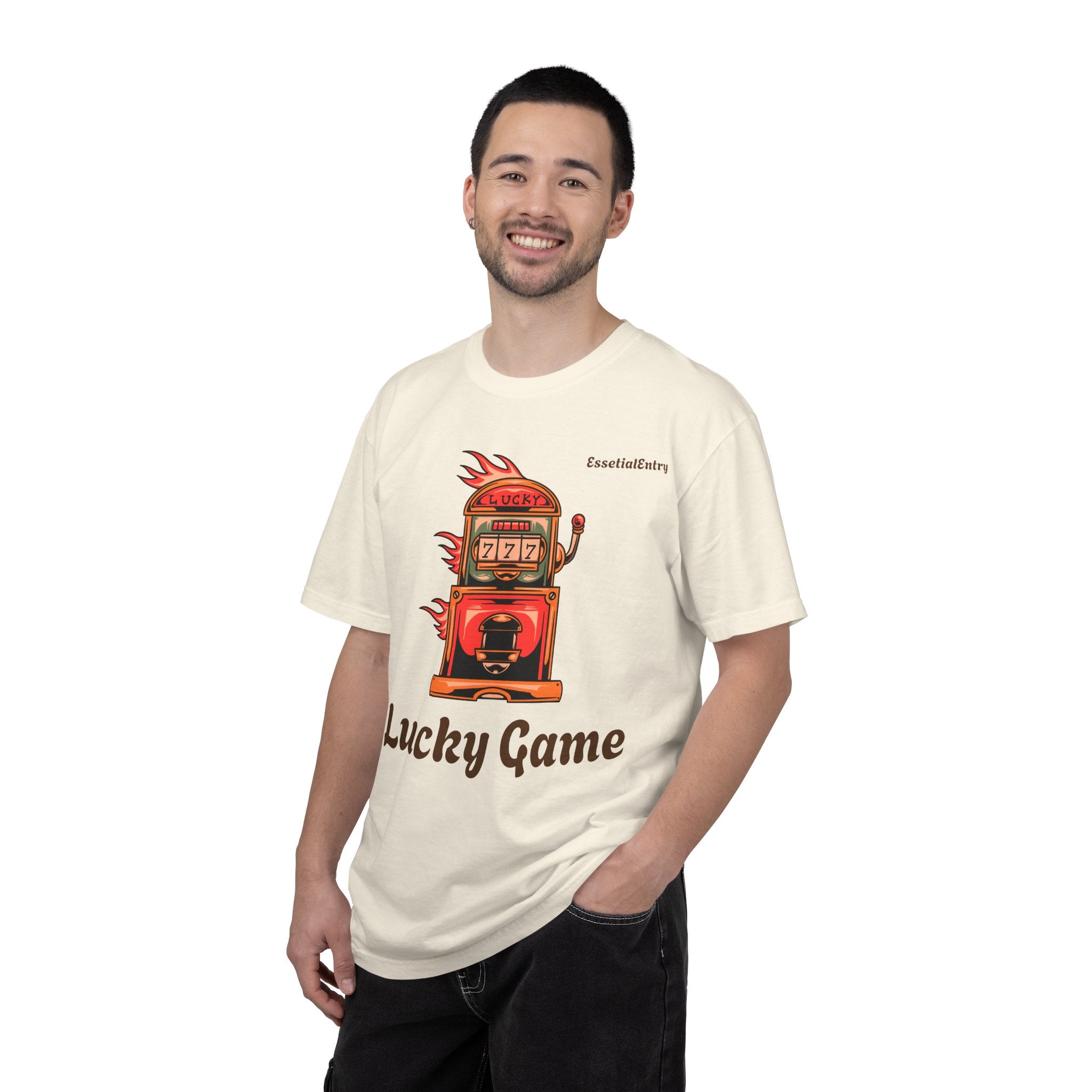 Lucky Game 777 T-Shirt | Retro Slot Machine Graphic | Essential Entry||Unisex Garment-Dyed T-shirt