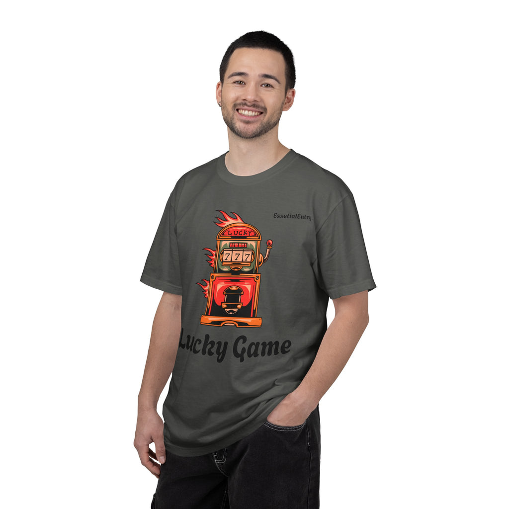 Lucky Game 777 T-Shirt | Retro Slot Machine Graphic | Essential Entry||Unisex Garment-Dyed T-shirt