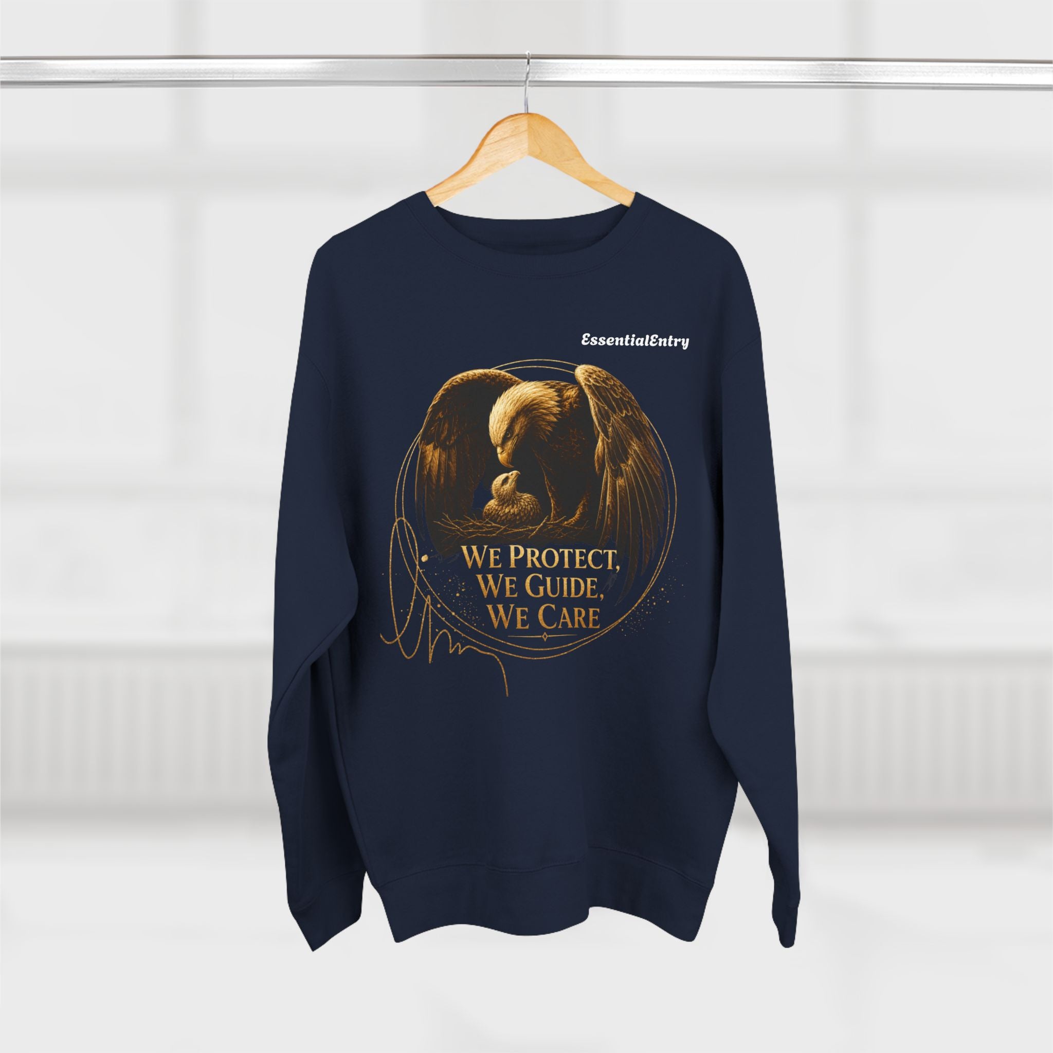 Timeless Eagle Bond Sweatshirt – We Protect, We Guide, We Care | Patriotic Eagle Unisex Crewneck Sweatshirt