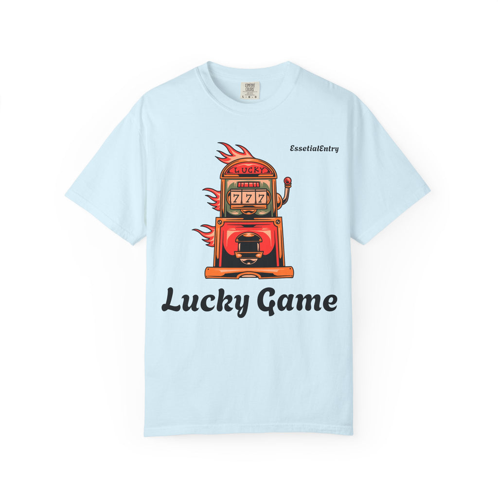 Lucky Game 777 T-Shirt | Retro Slot Machine Graphic | Essential Entry||Unisex Garment-Dyed T-shirt