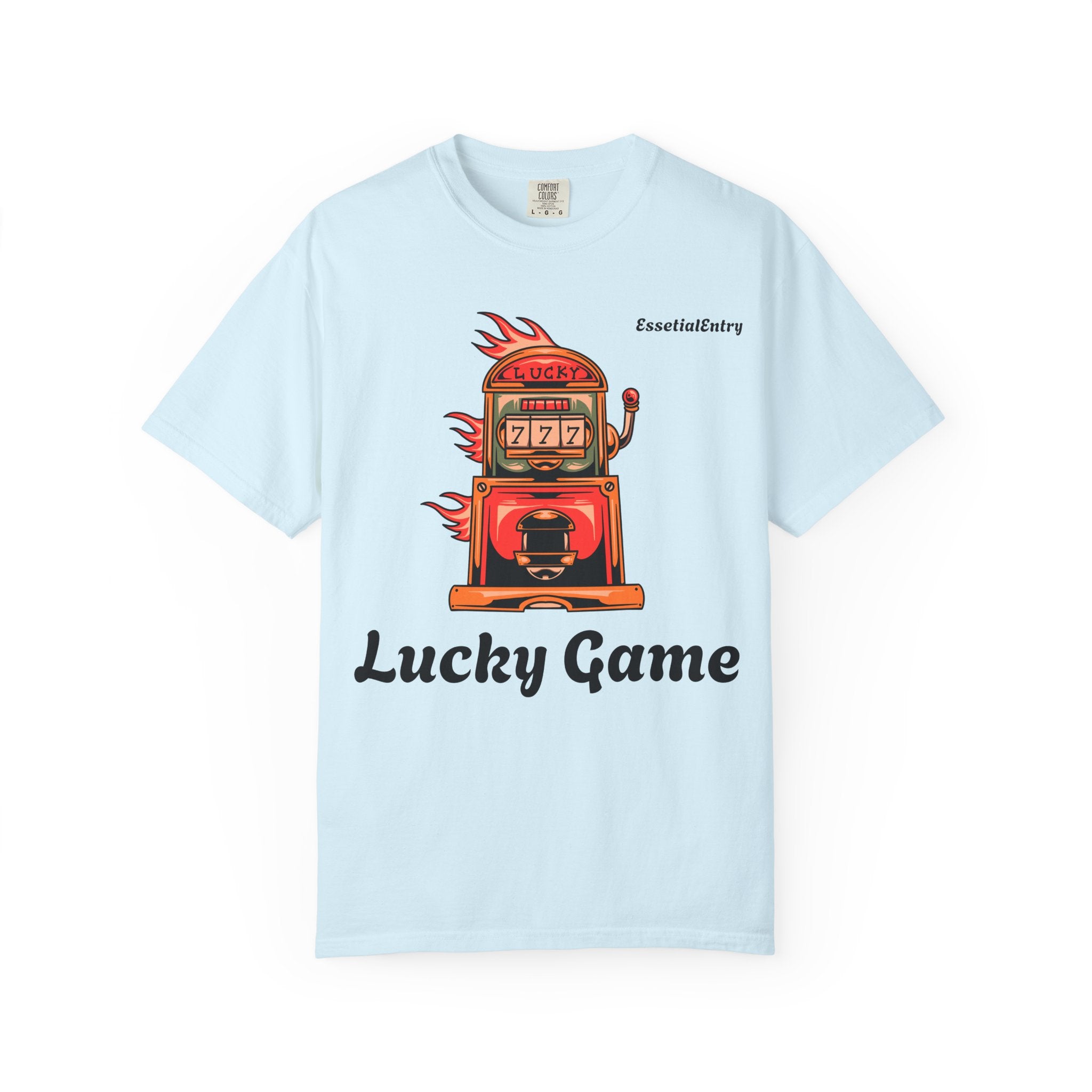 Lucky Game 777 T-Shirt | Retro Slot Machine Graphic | Essential Entry||Unisex Garment-Dyed T-shirt