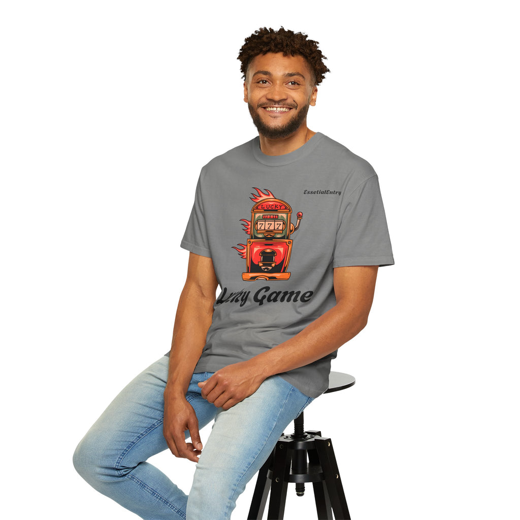 Lucky Game 777 T-Shirt | Retro Slot Machine Graphic | Essential Entry||Unisex Garment-Dyed T-shirt