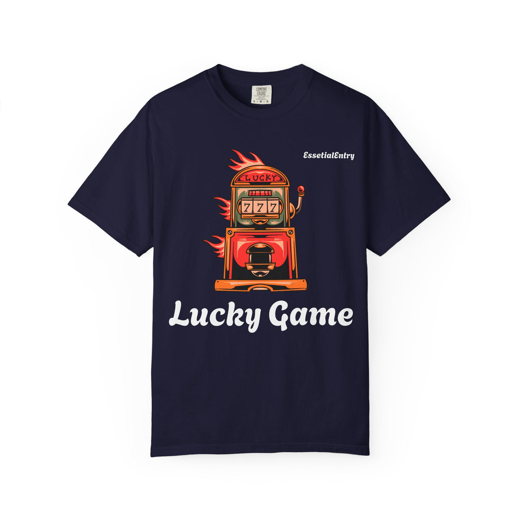 Lucky Game 777 T-Shirt | Retro Slot Machine Graphic | Essential Entry||Unisex Garment-Dyed T-shirt