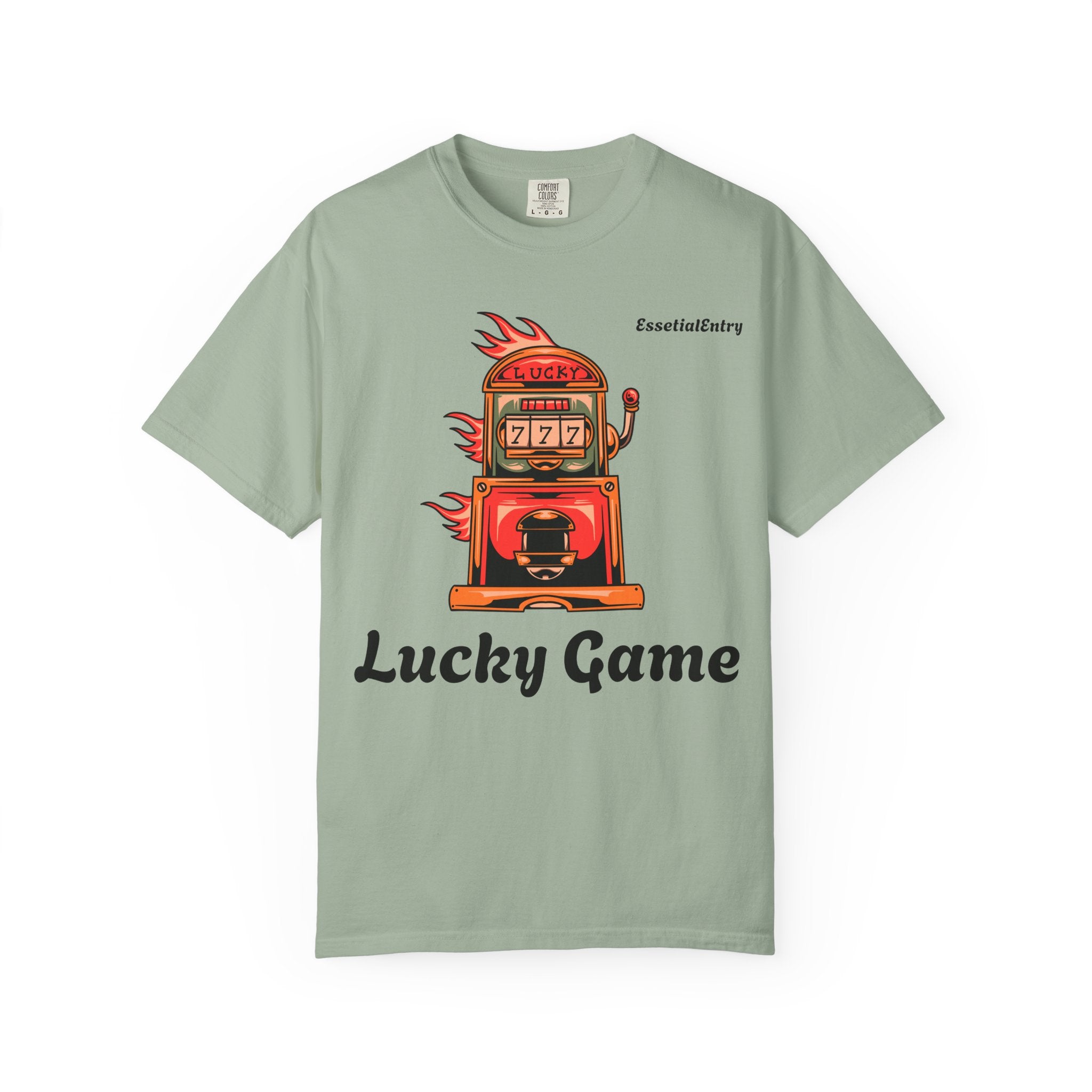 Lucky Game 777 T-Shirt | Retro Slot Machine Graphic | Essential Entry||Unisex Garment-Dyed T-shirt