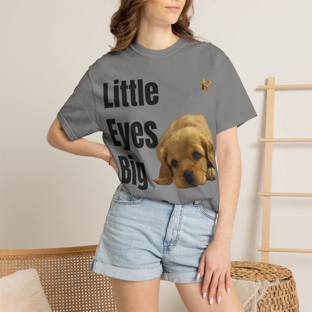 Puppy Dog T-Shirt, Little Eyes Big Love Graphic Tee, Comfort Colors 1717 Cotton