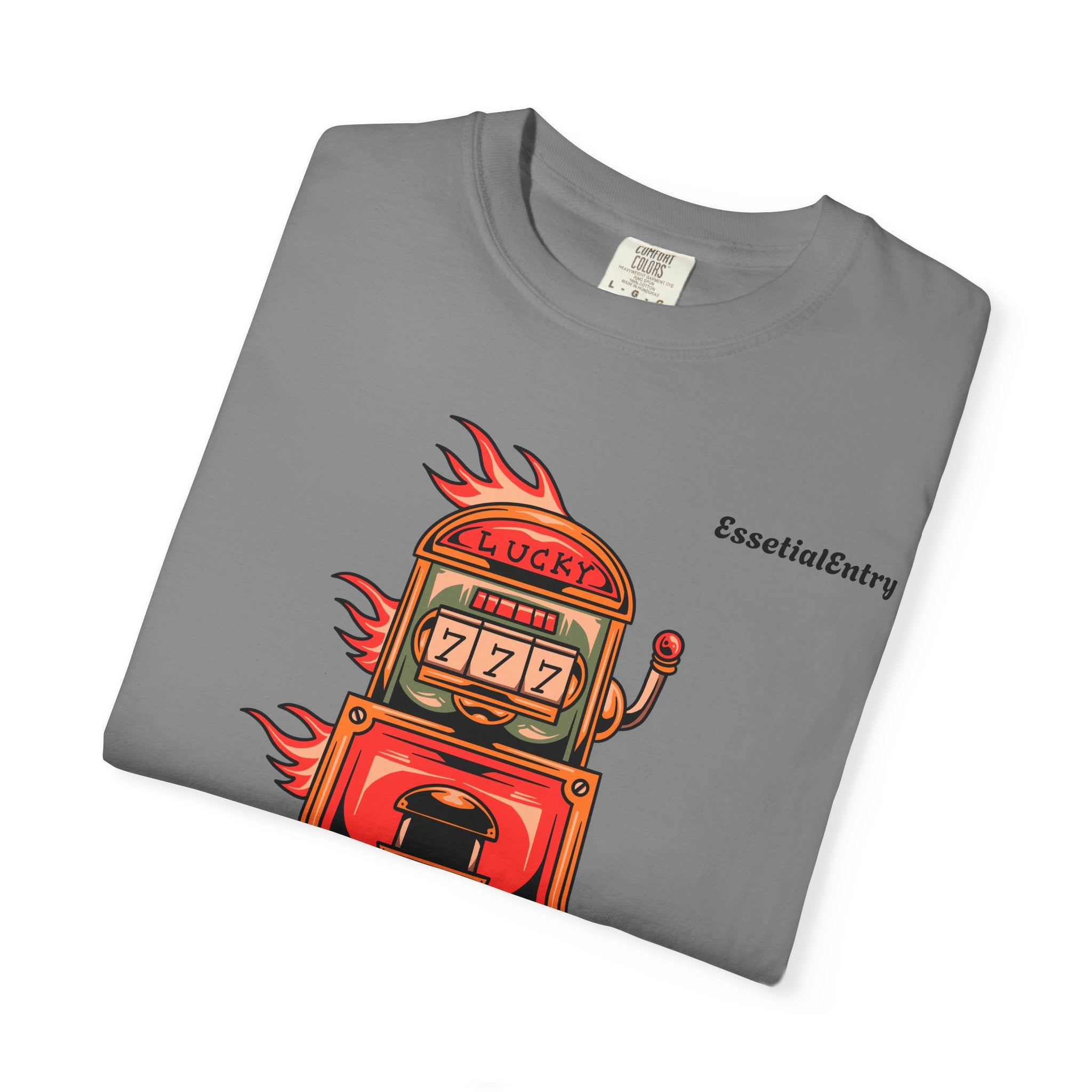Lucky Game 777 T-Shirt | Retro Slot Machine Graphic | Essential Entry||Unisex Garment-Dyed T-shirt