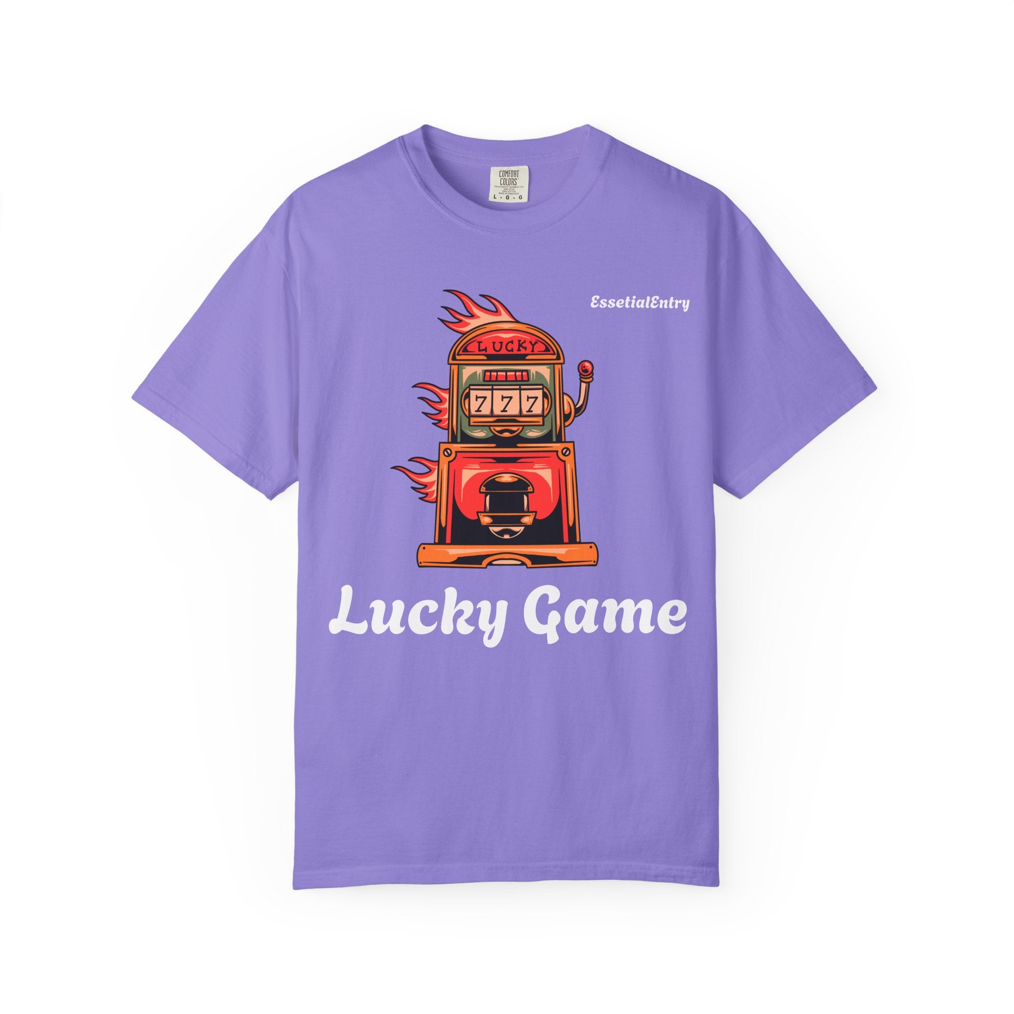 Lucky Game 777 T-Shirt | Retro Slot Machine Graphic | Essential Entry||Unisex Garment-Dyed T-shirt