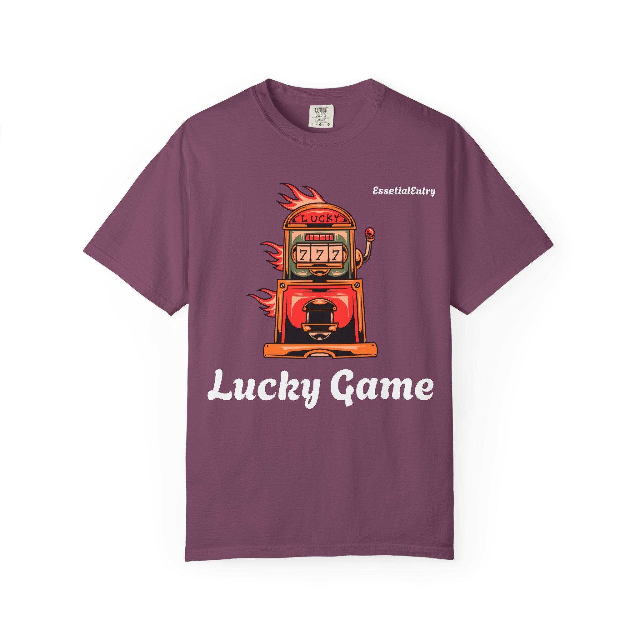 Lucky Game 777 T-Shirt | Retro Slot Machine Graphic | Essential Entry||Unisex Garment-Dyed T-shirt