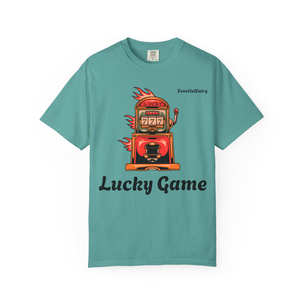 Lucky Game 777 T-Shirt | Retro Slot Machine Graphic | Essential Entry||Unisex Garment-Dyed T-shirt