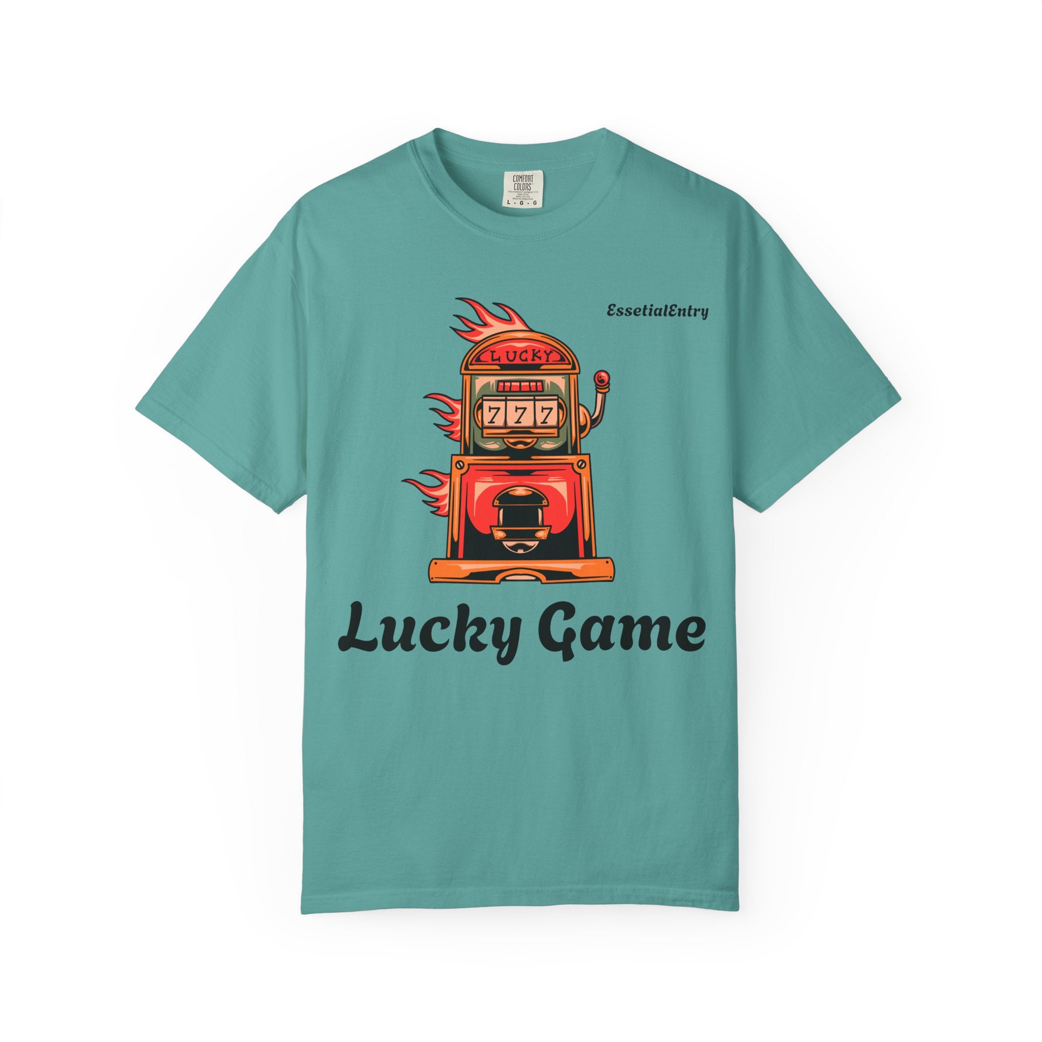 Lucky Game 777 T-Shirt | Retro Slot Machine Graphic | Essential Entry||Unisex Garment-Dyed T-shirt