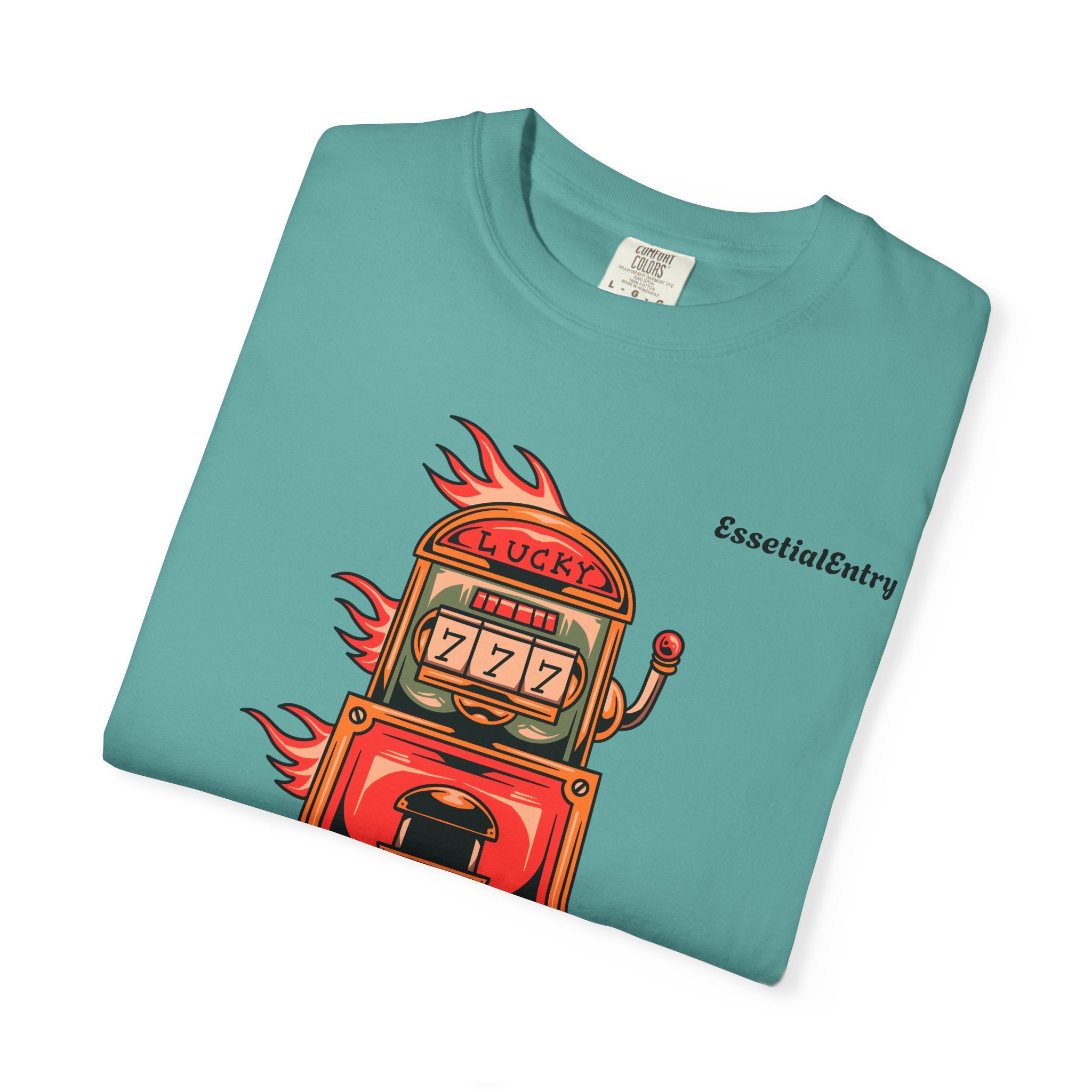Lucky Game 777 T-Shirt | Retro Slot Machine Graphic | Essential Entry||Unisex Garment-Dyed T-shirt