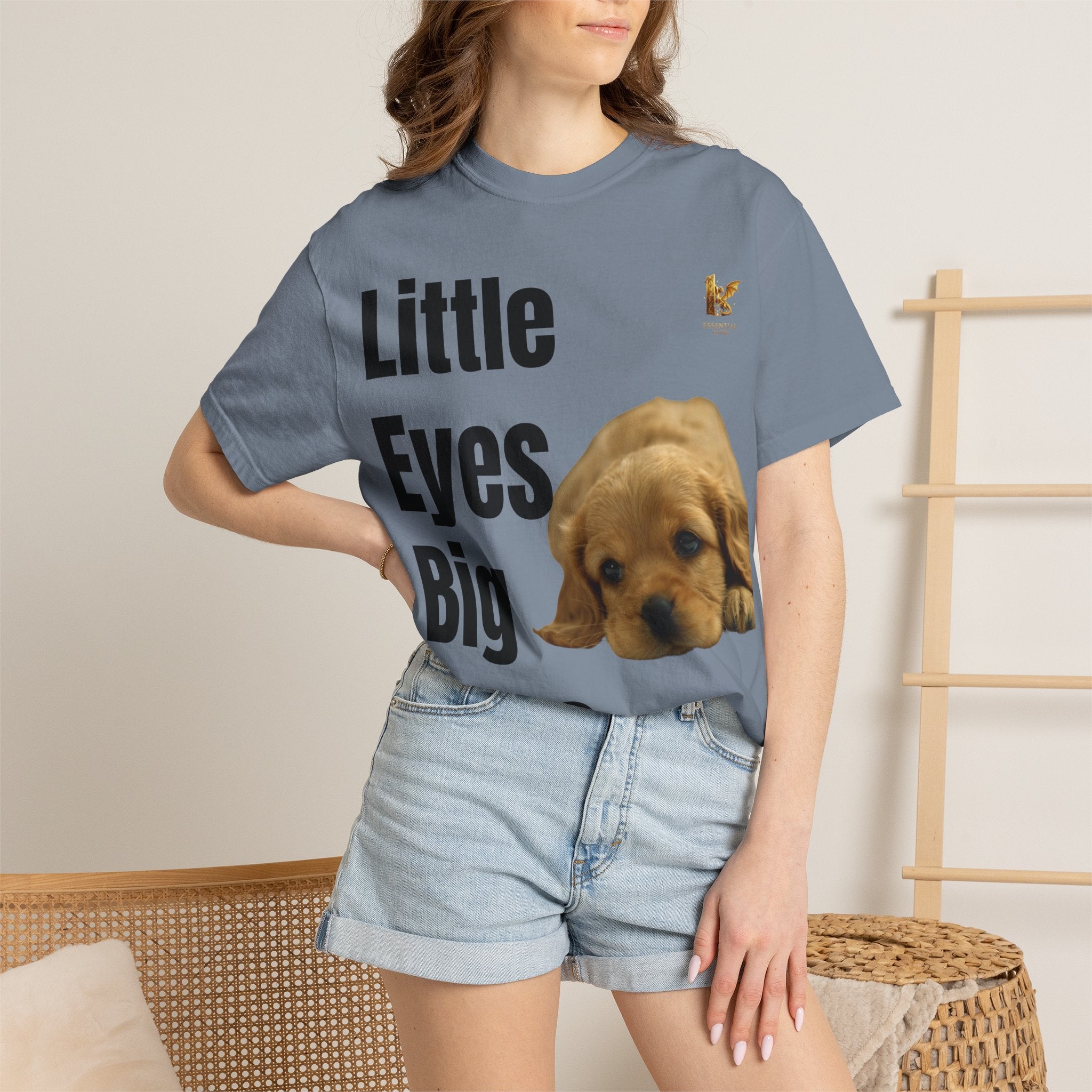 Puppy Dog T-Shirt, Little Eyes Big Love Graphic Tee, Comfort Colors 1717 Cotton