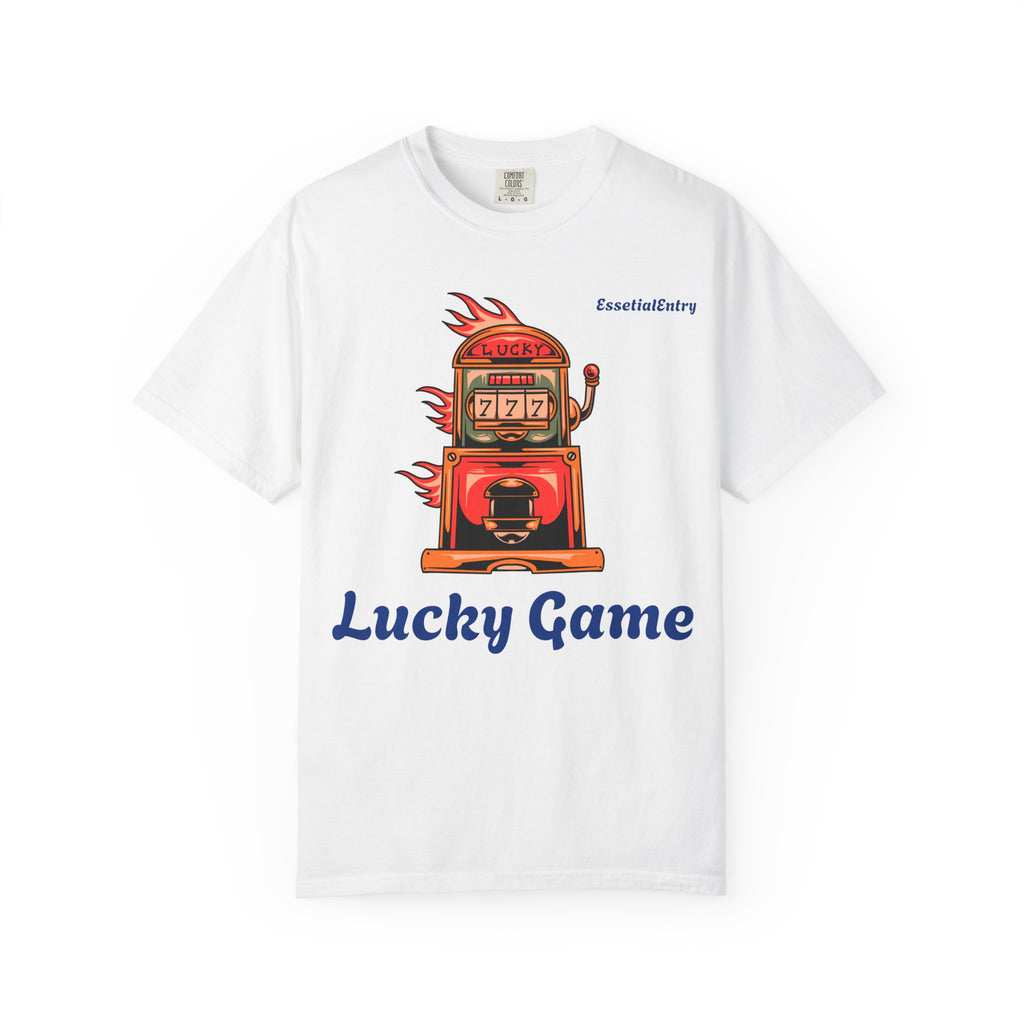 Lucky Game 777 T-Shirt | Retro Slot Machine Graphic | Essential Entry||Unisex Garment-Dyed T-shirt