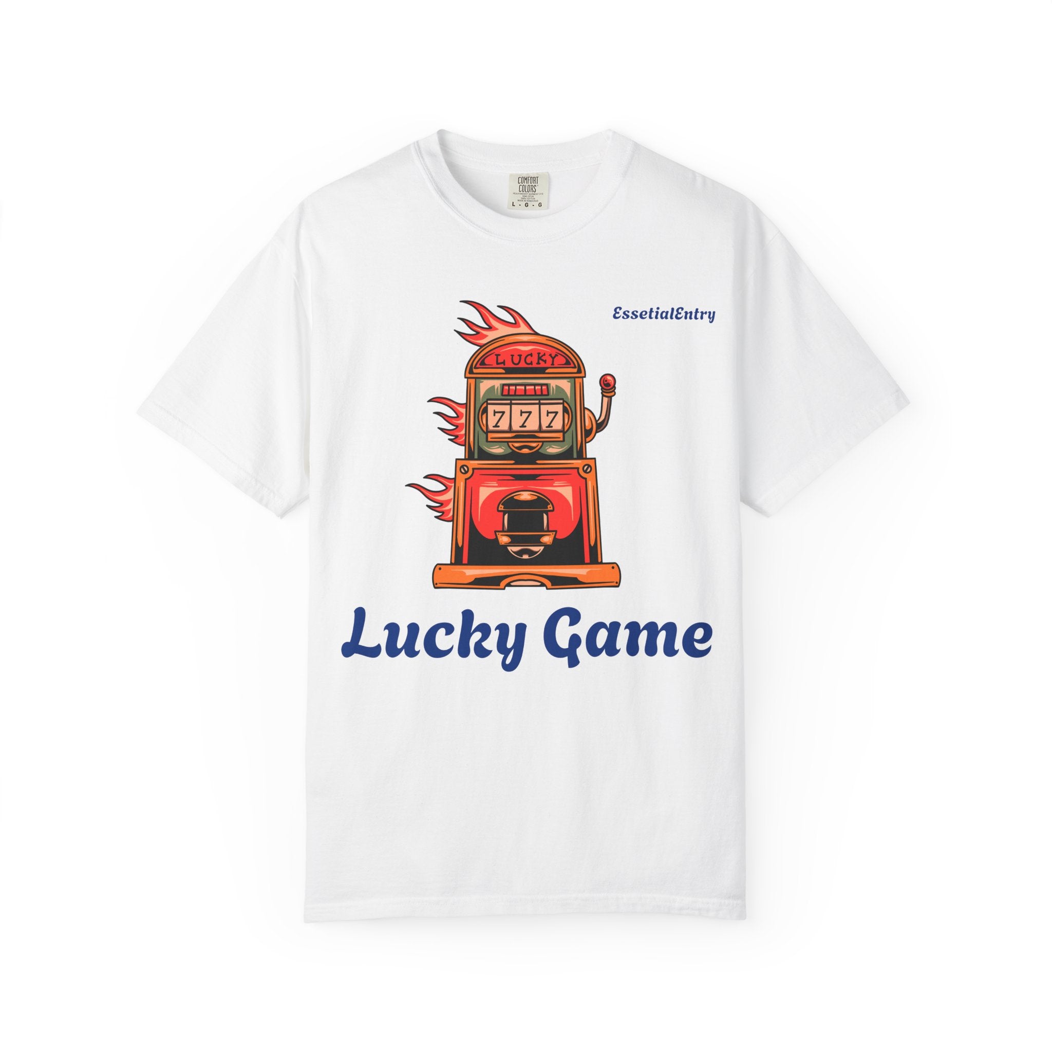 Lucky Game 777 T-Shirt | Retro Slot Machine Graphic | Essential Entry||Unisex Garment-Dyed T-shirt