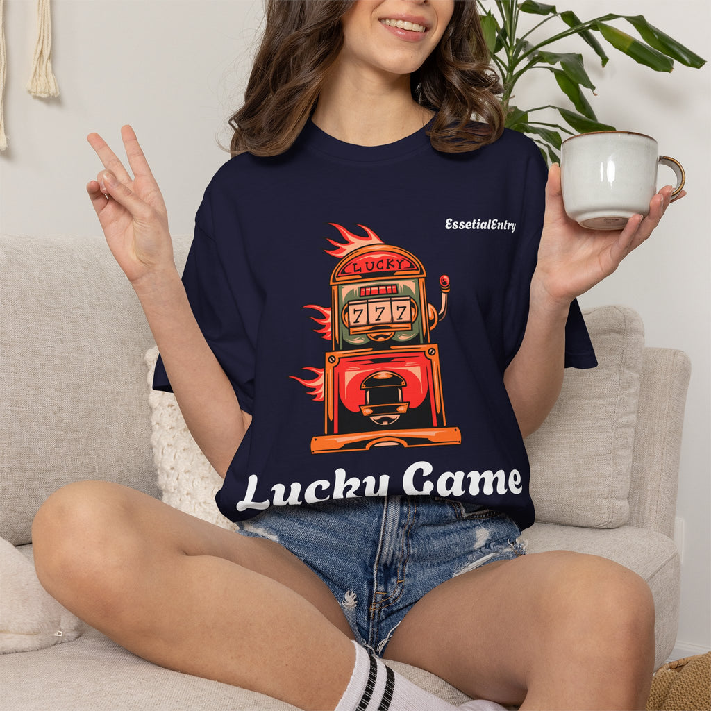 Lucky Game 777 T-Shirt | Retro Slot Machine Graphic | Essential Entry||Unisex Garment-Dyed T-shirt