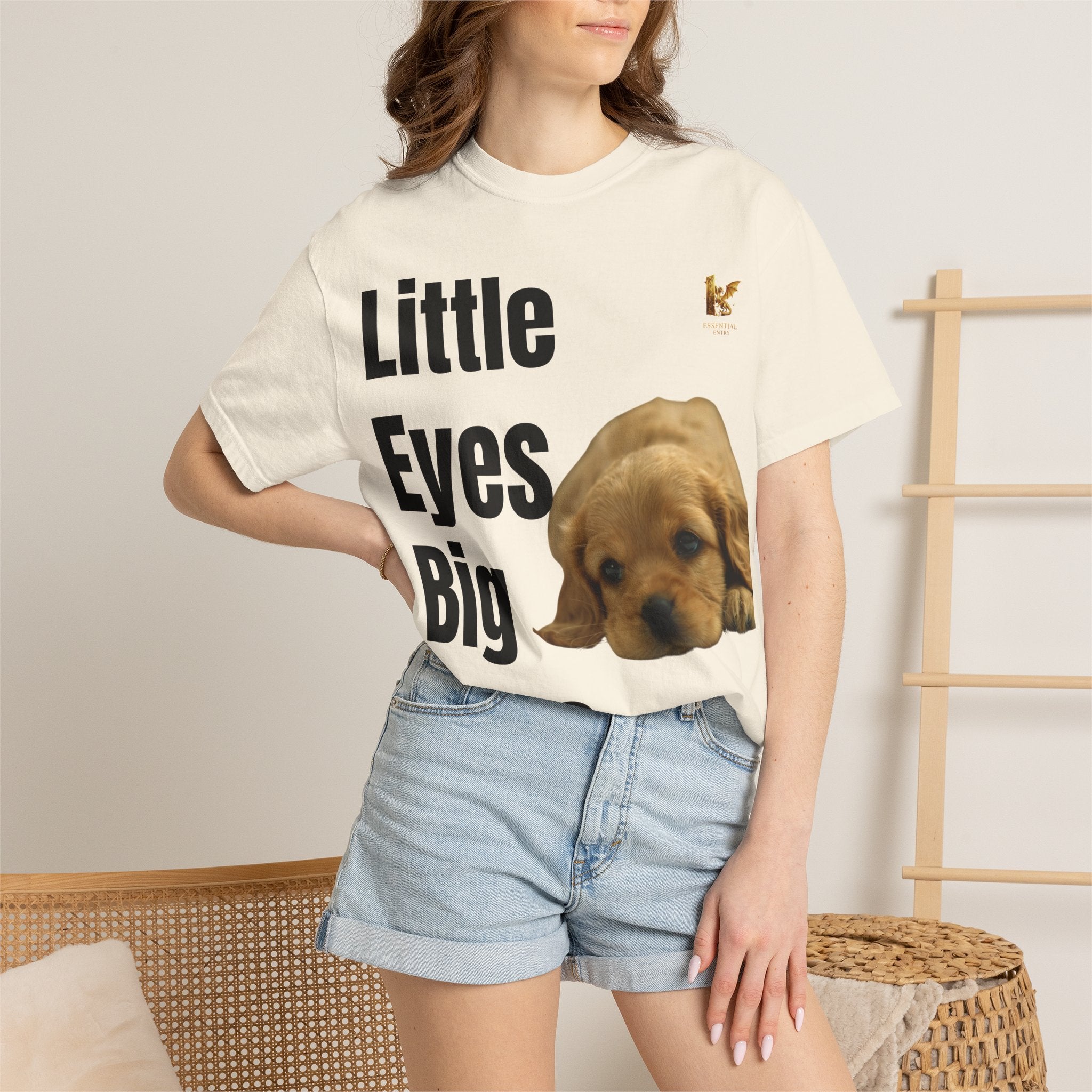 Puppy Dog T-Shirt, Little Eyes Big Love Graphic Tee, Comfort Colors 1717 Cotton