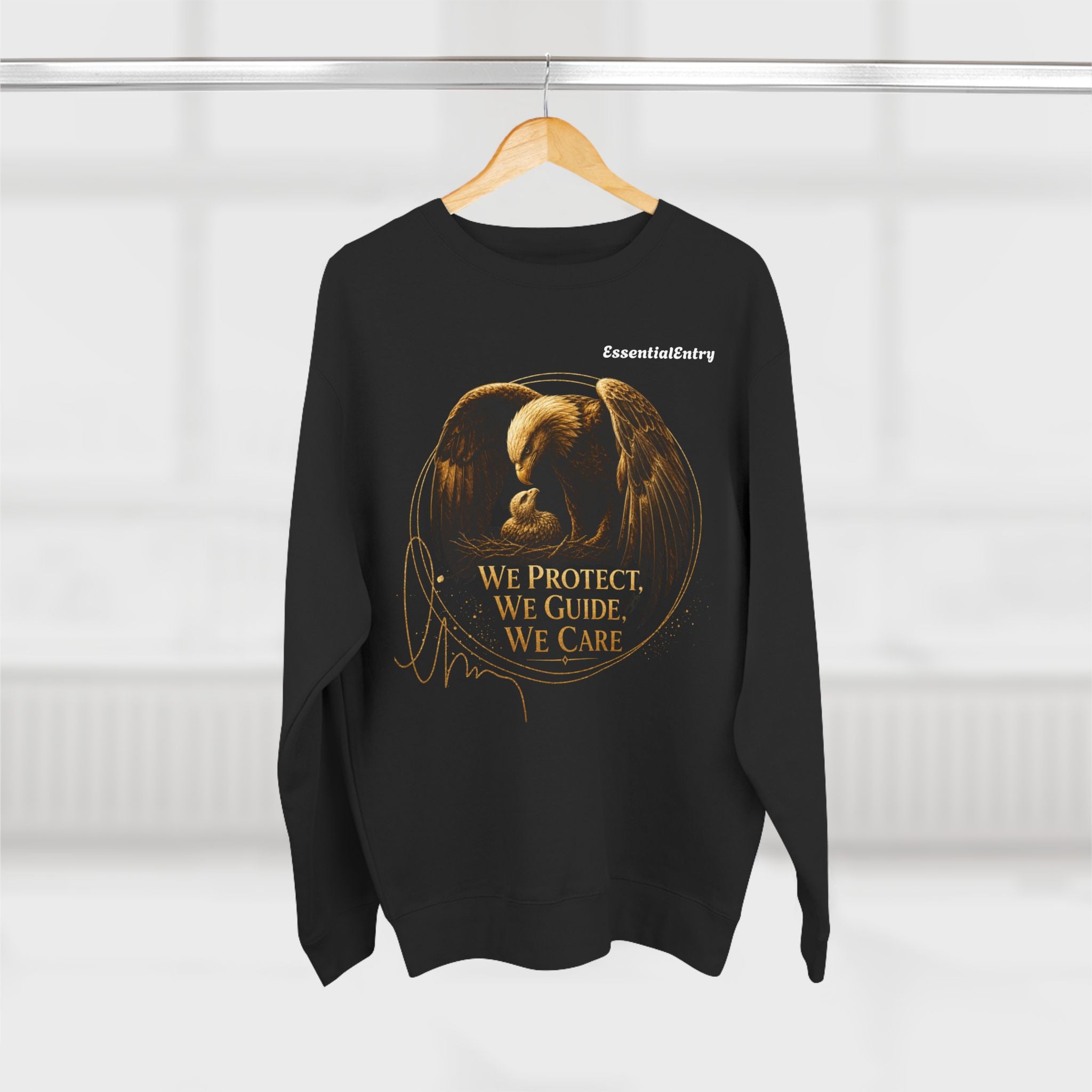 Timeless Eagle Bond Sweatshirt – We Protect, We Guide, We Care | Patriotic Eagle Unisex Crewneck Sweatshirt