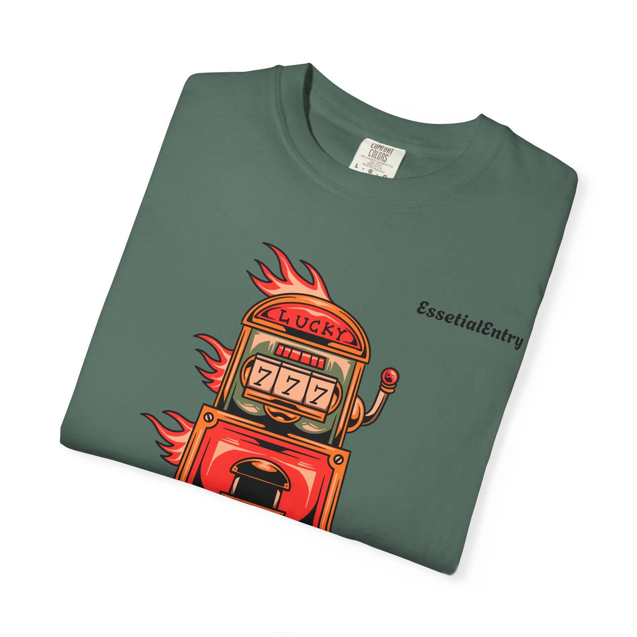 Lucky Game 777 T-Shirt | Retro Slot Machine Graphic | Essential Entry||Unisex Garment-Dyed T-shirt