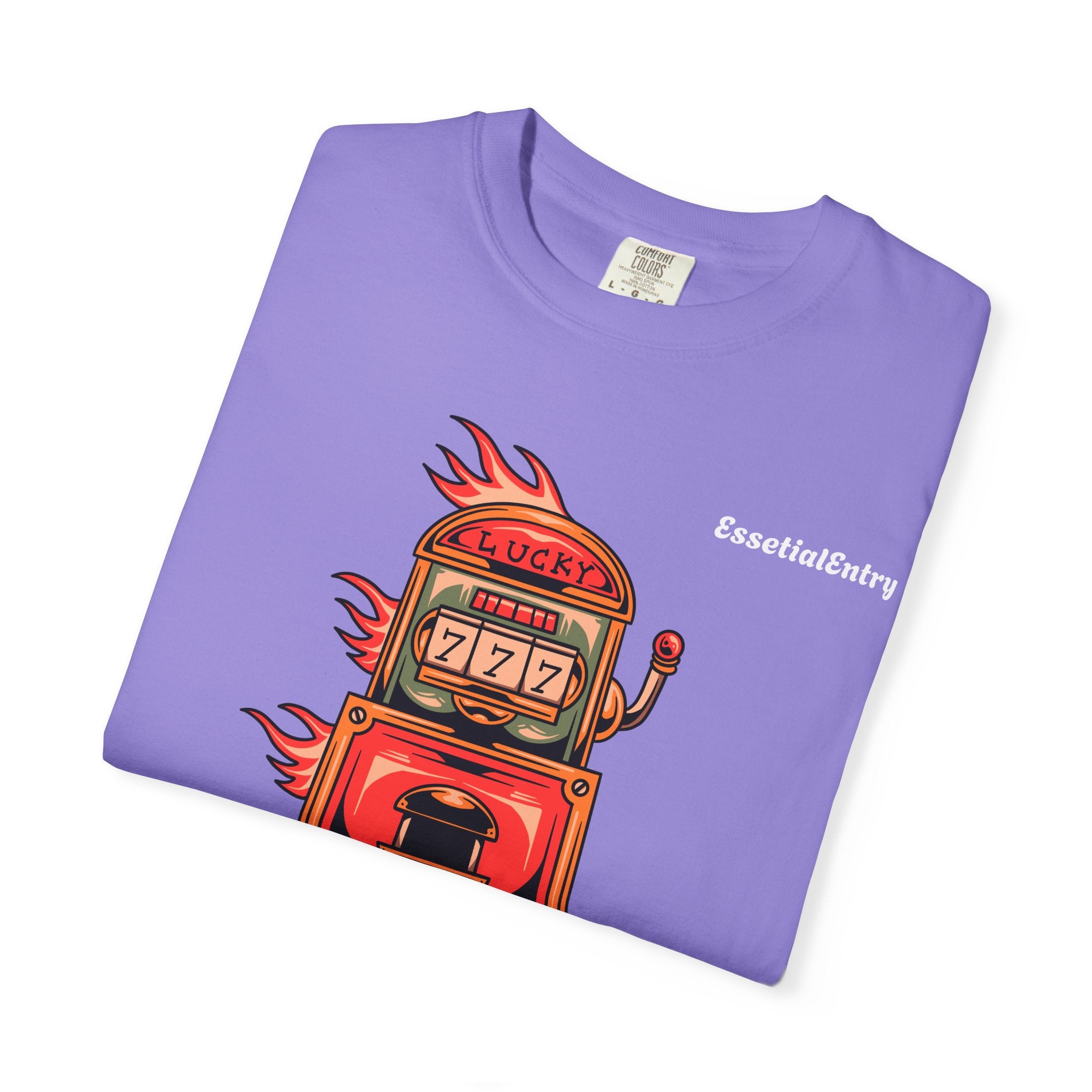 Lucky Game 777 T-Shirt | Retro Slot Machine Graphic | Essential Entry||Unisex Garment-Dyed T-shirt