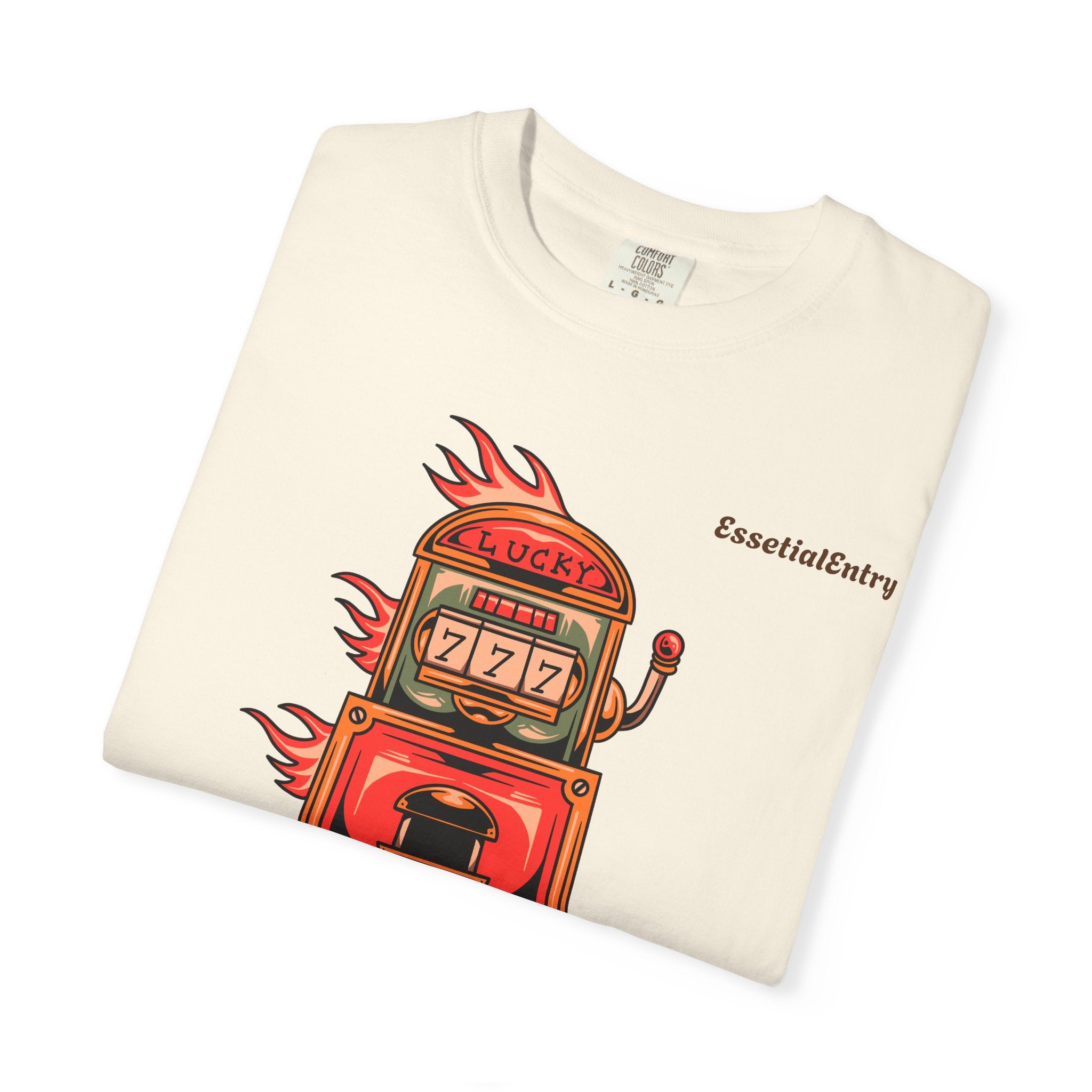 Lucky Game 777 T-Shirt | Retro Slot Machine Graphic | Essential Entry||Unisex Garment-Dyed T-shirt