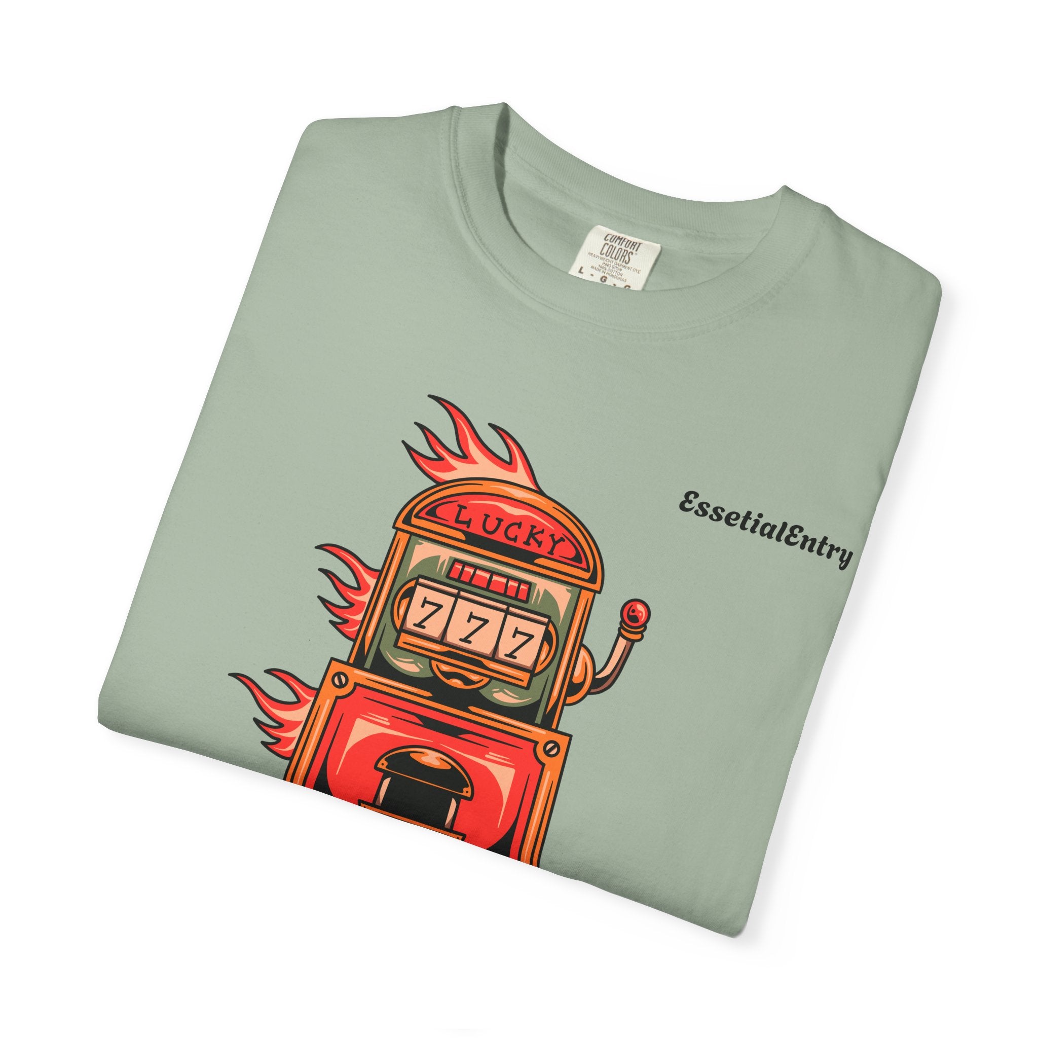 Lucky Game 777 T-Shirt | Retro Slot Machine Graphic | Essential Entry||Unisex Garment-Dyed T-shirt