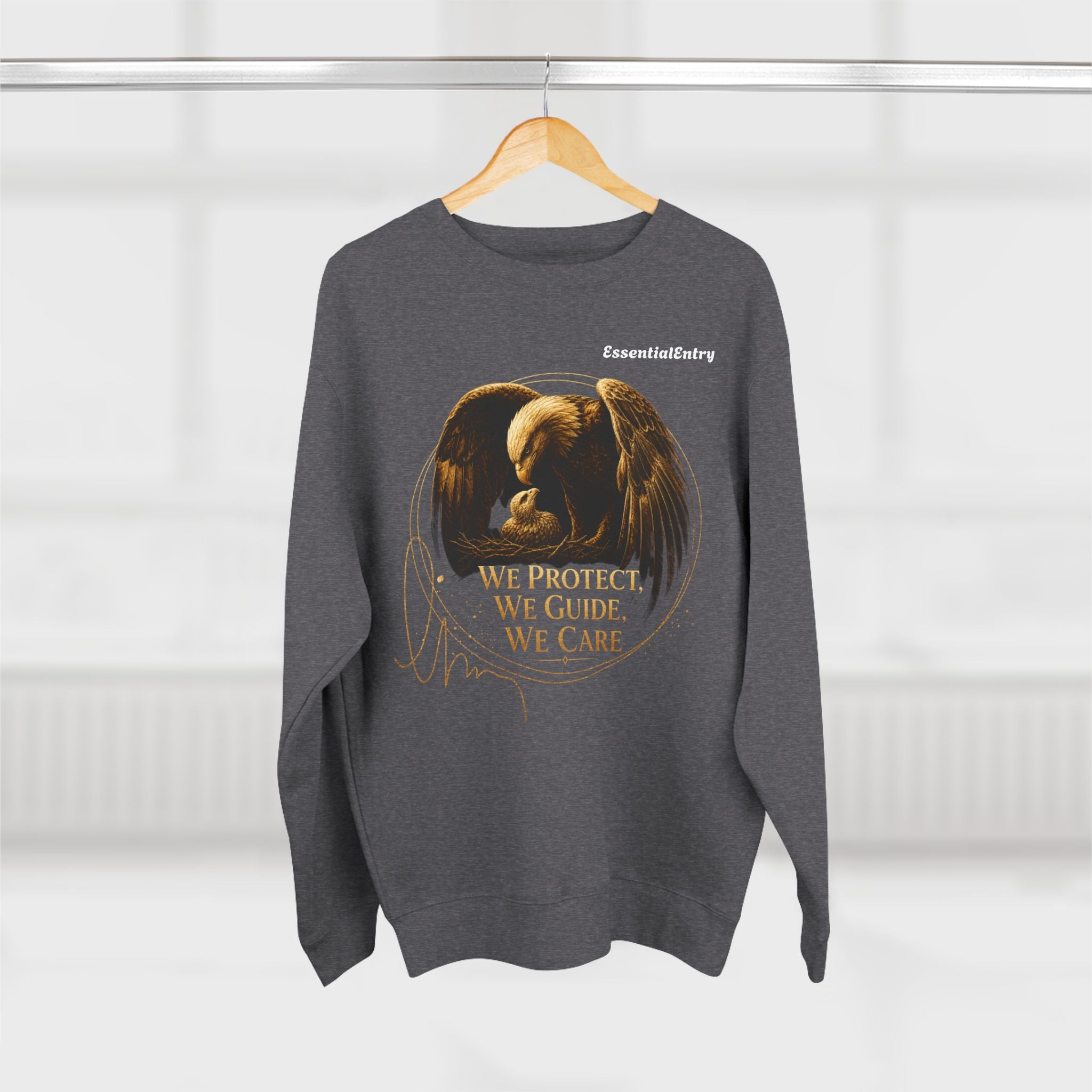 Timeless Eagle Bond Sweatshirt – We Protect, We Guide, We Care | Patriotic Eagle Unisex Crewneck Sweatshirt