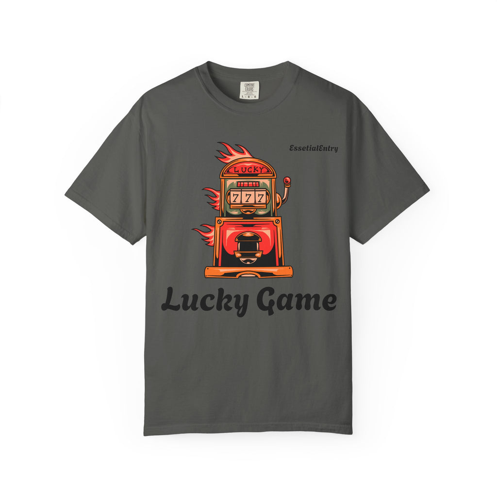 Lucky Game 777 T-Shirt | Retro Slot Machine Graphic | Essential Entry||Unisex Garment-Dyed T-shirt
