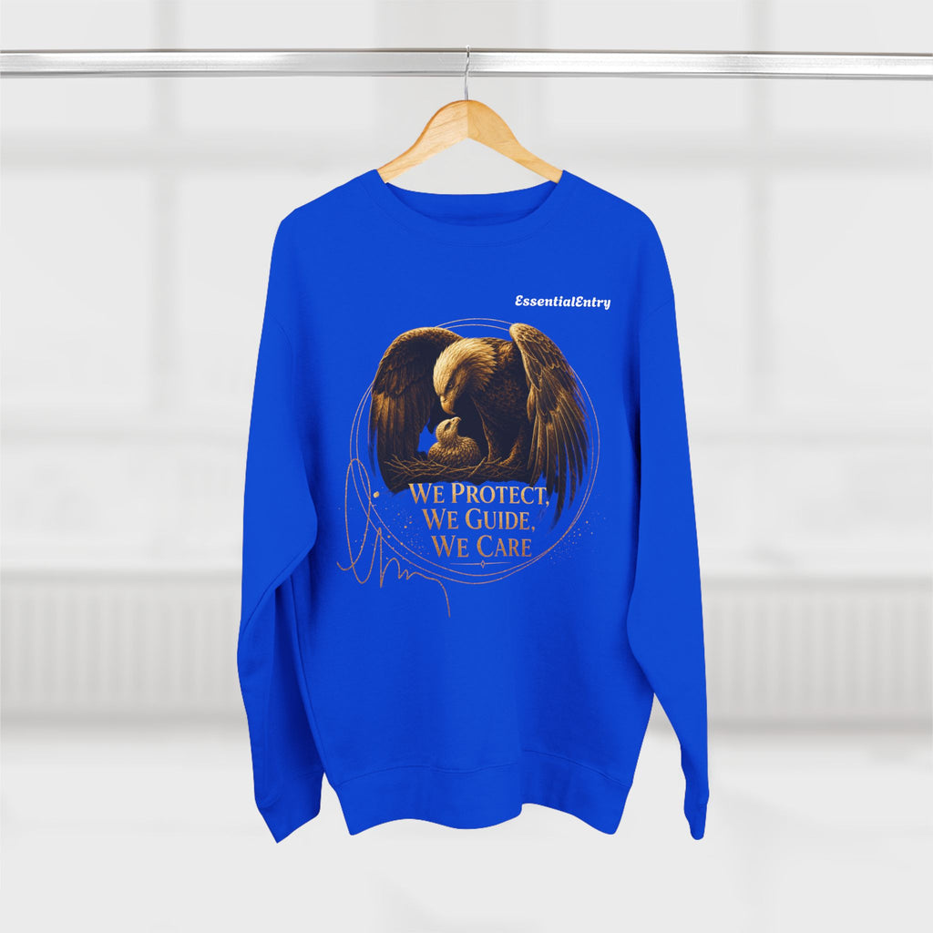 Timeless Eagle Bond Sweatshirt – We Protect, We Guide, We Care | Patriotic Eagle Unisex Crewneck Sweatshirt