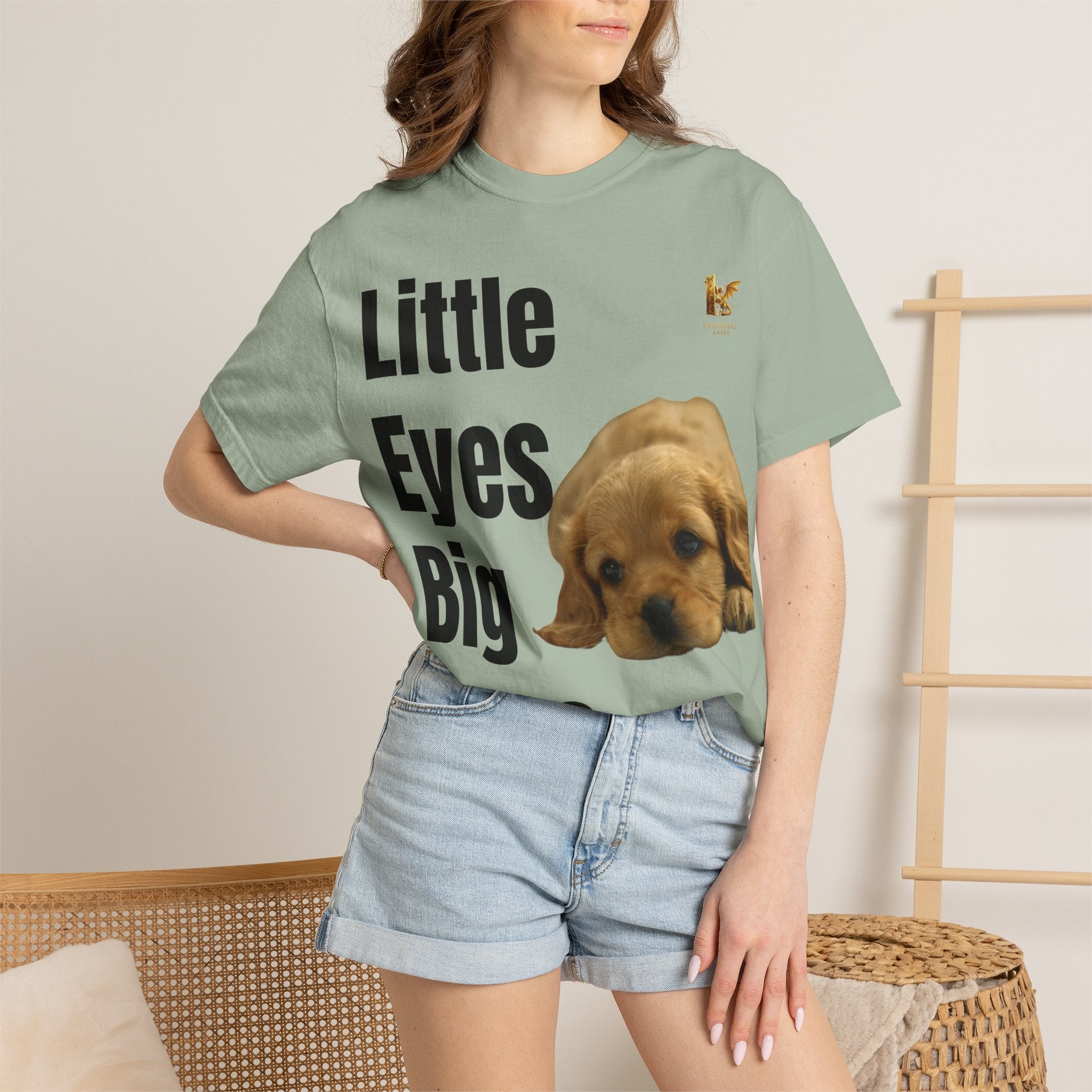 Puppy Dog T-Shirt, Little Eyes Big Love Graphic Tee, Comfort Colors 1717 Cotton