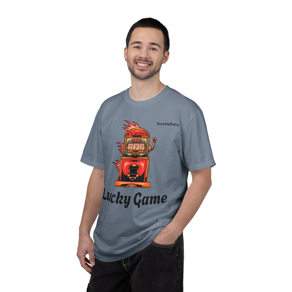 Lucky Game 777 T-Shirt | Retro Slot Machine Graphic | Essential Entry||Unisex Garment-Dyed T-shirt