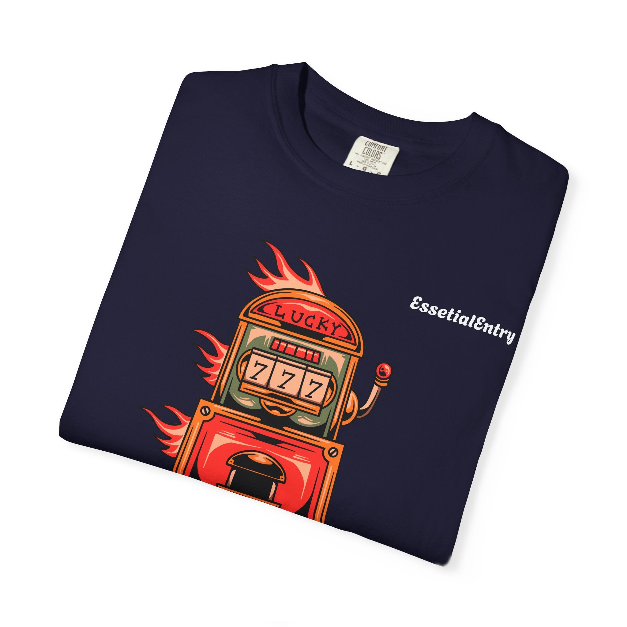 Lucky Game 777 T-Shirt | Retro Slot Machine Graphic | Essential Entry||Unisex Garment-Dyed T-shirt