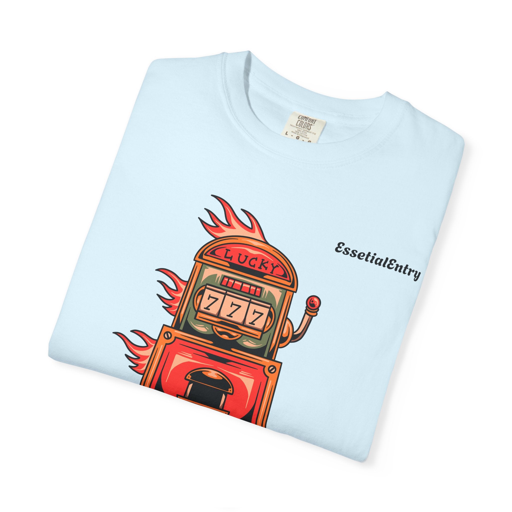 Lucky Game 777 T-Shirt | Retro Slot Machine Graphic | Essential Entry||Unisex Garment-Dyed T-shirt