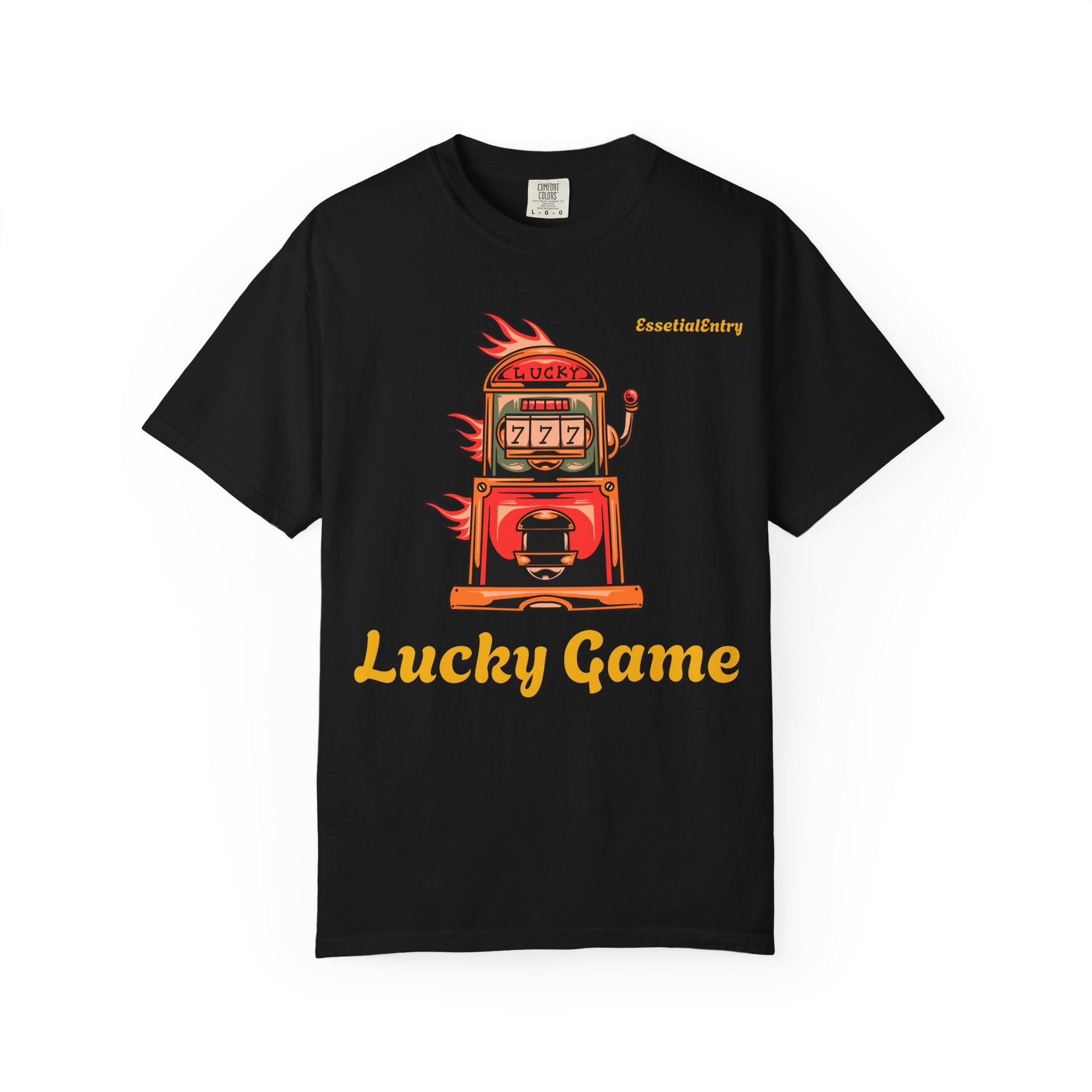 Lucky Game 777 T-Shirt | Retro Slot Machine Graphic | Essential Entry||Unisex Garment-Dyed T-shirt