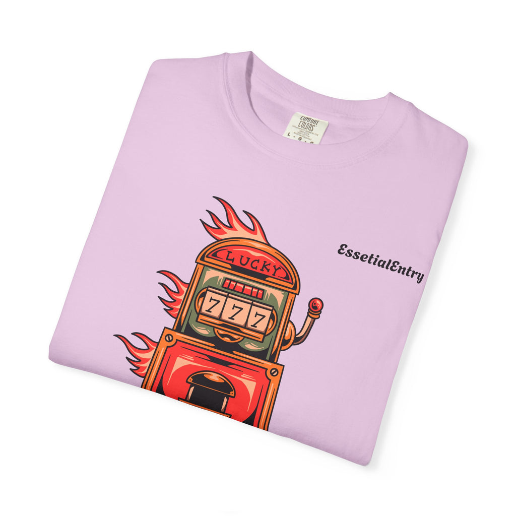 Lucky Game 777 T-Shirt | Retro Slot Machine Graphic | Essential Entry||Unisex Garment-Dyed T-shirt