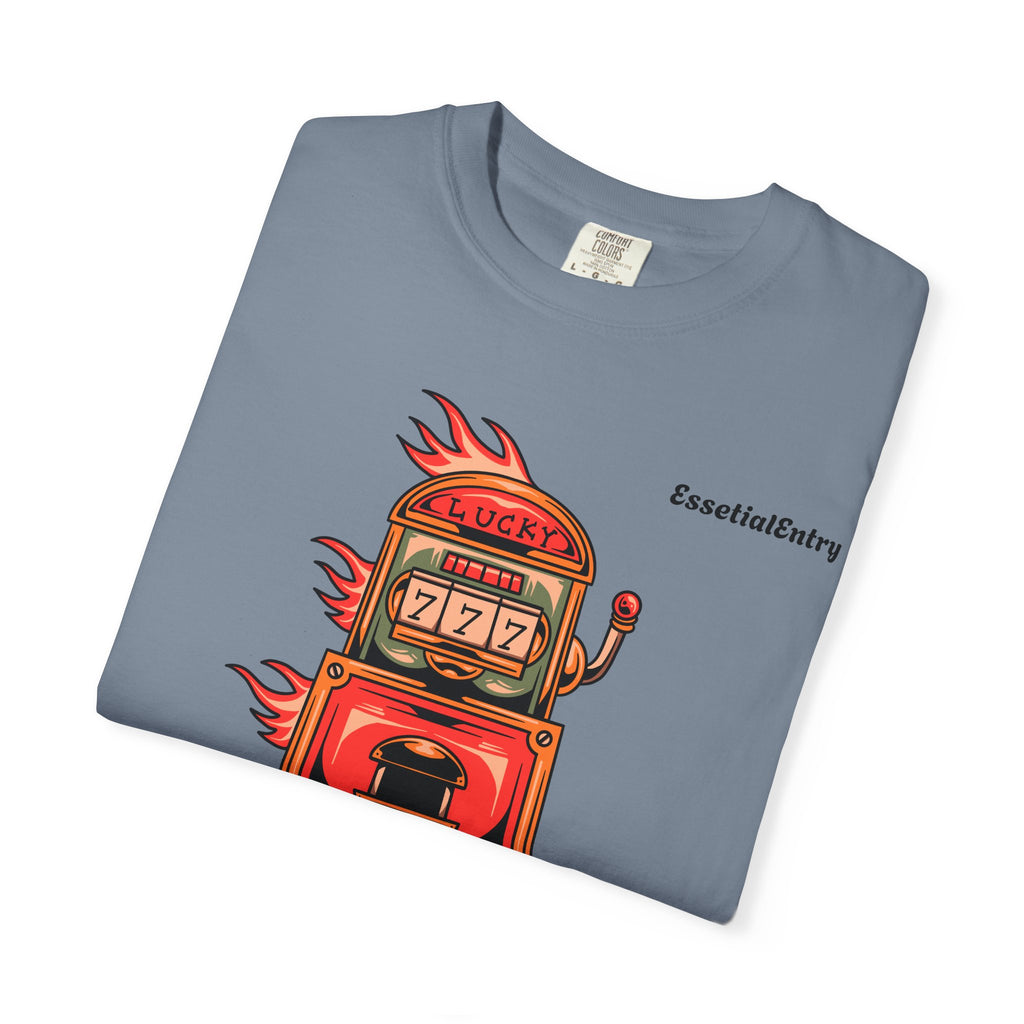 Lucky Game 777 T-Shirt | Retro Slot Machine Graphic | Essential Entry||Unisex Garment-Dyed T-shirt
