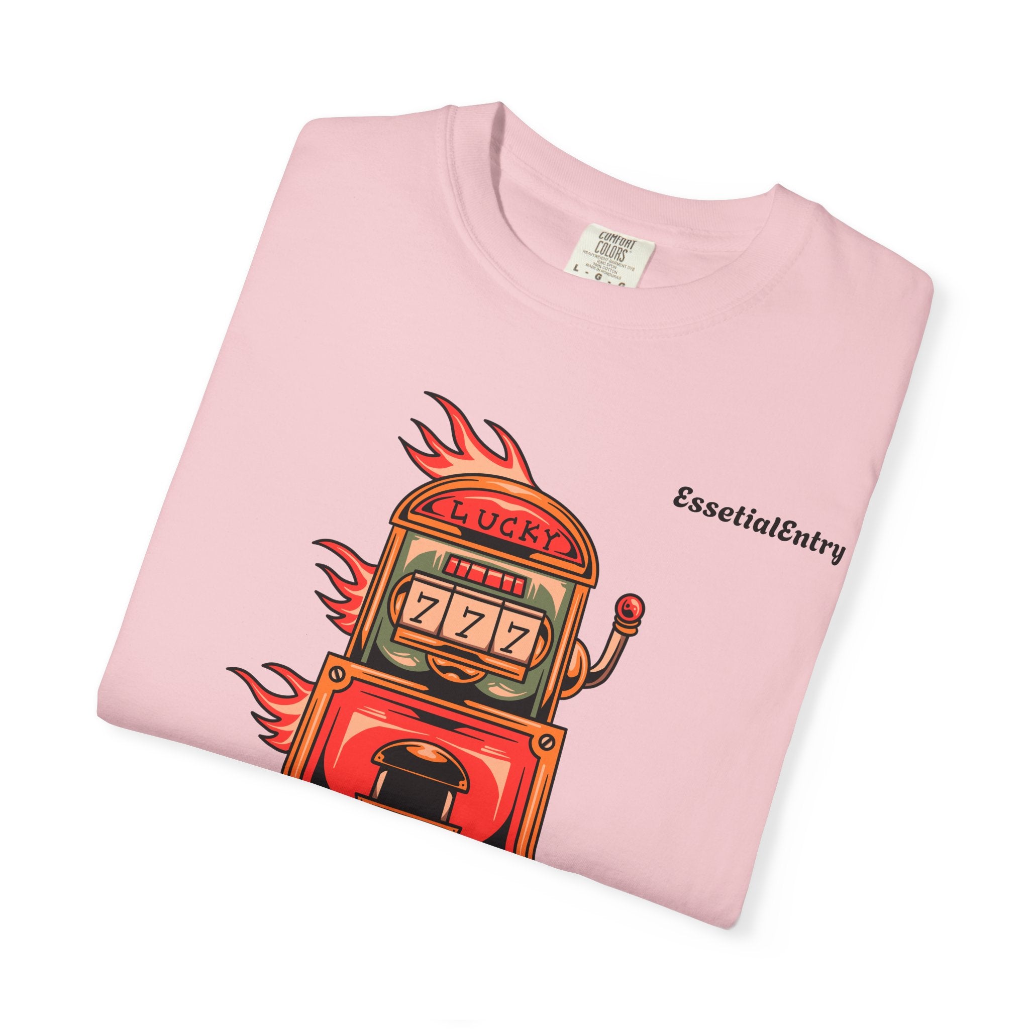 Lucky Game 777 T-Shirt | Retro Slot Machine Graphic | Essential Entry||Unisex Garment-Dyed T-shirt