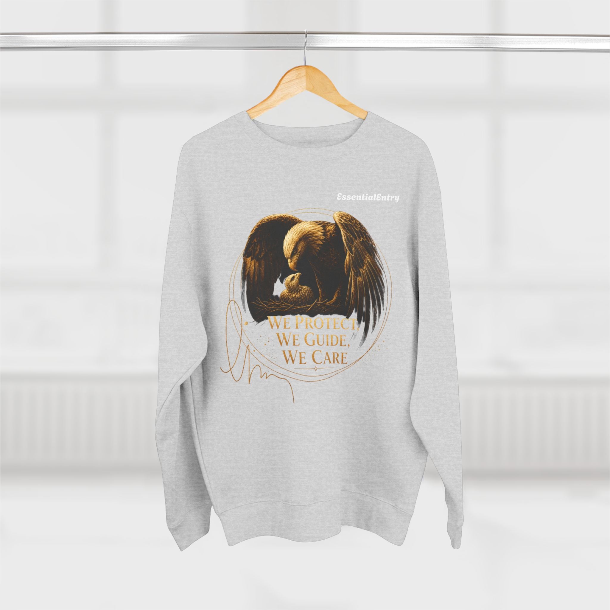 Timeless Eagle Bond Sweatshirt – We Protect, We Guide, We Care | Patriotic Eagle Unisex Crewneck Sweatshirt