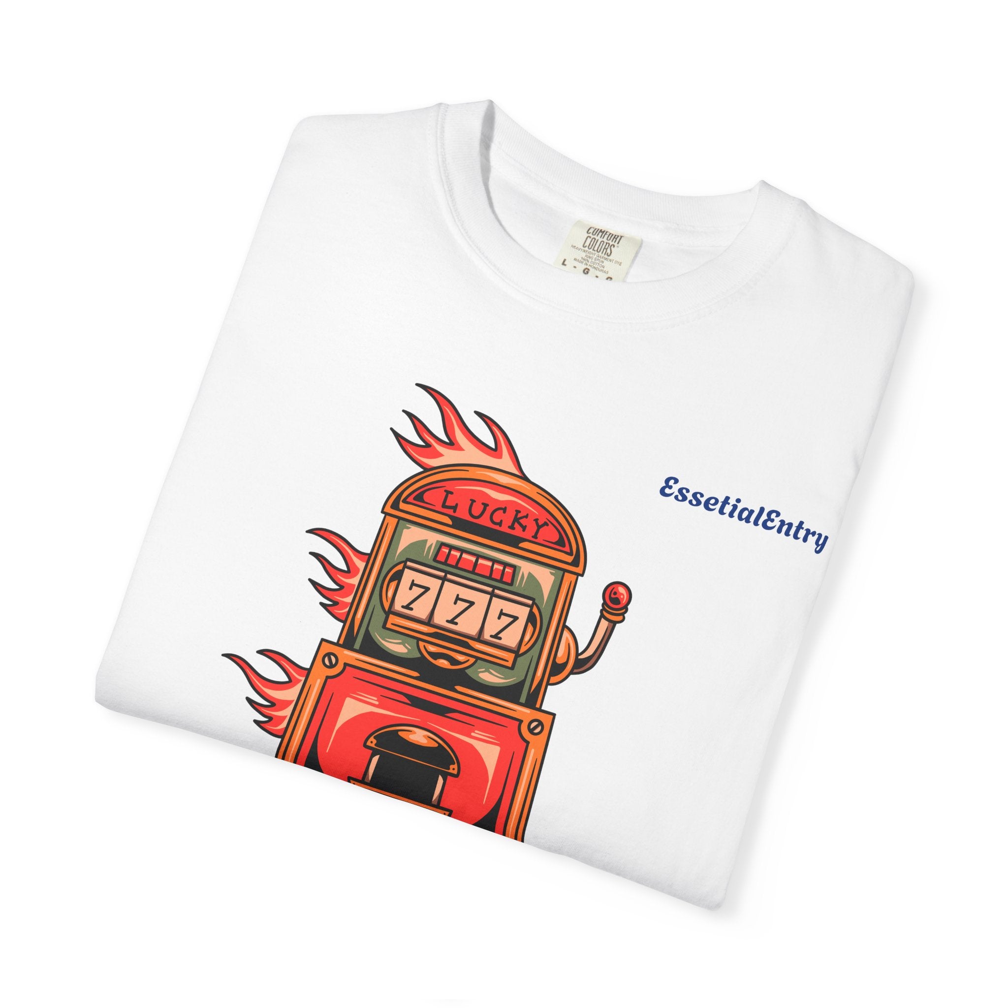 Lucky Game 777 T-Shirt | Retro Slot Machine Graphic | Essential Entry||Unisex Garment-Dyed T-shirt