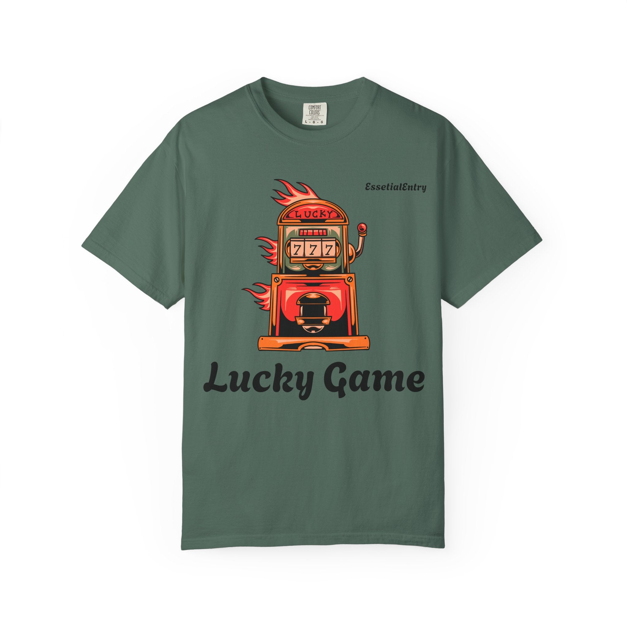 Lucky Game 777 T-Shirt | Retro Slot Machine Graphic | Essential Entry||Unisex Garment-Dyed T-shirt