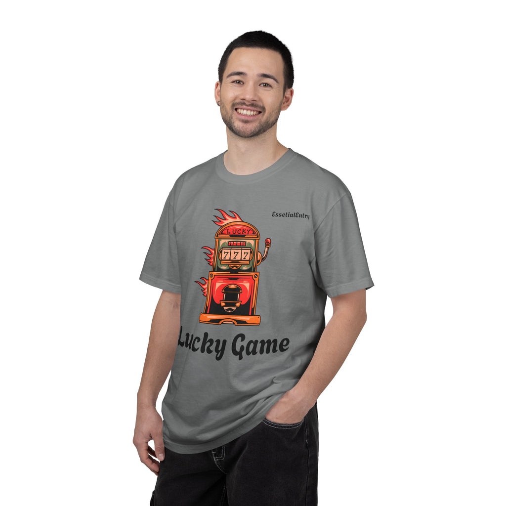 Lucky Game 777 T-Shirt | Retro Slot Machine Graphic | Essential Entry||Unisex Garment-Dyed T-shirt