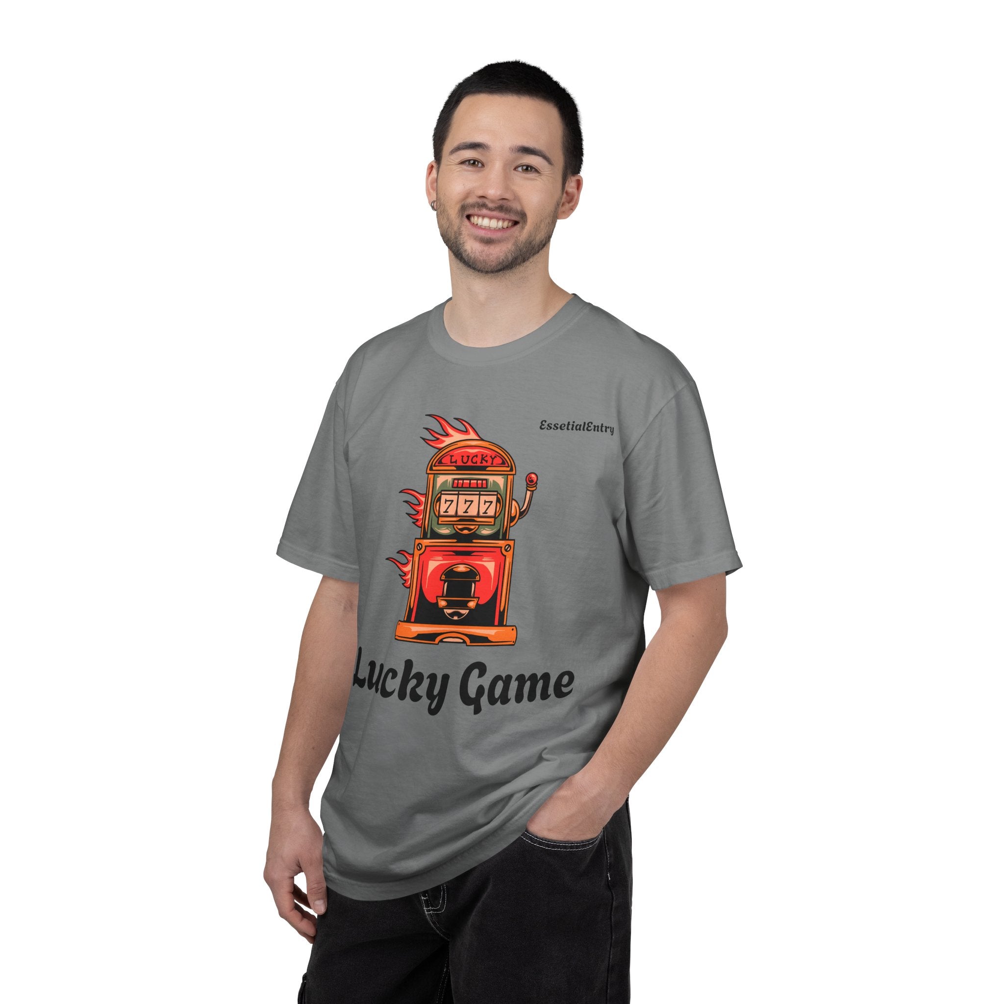 Lucky Game 777 T-Shirt | Retro Slot Machine Graphic | Essential Entry||Unisex Garment-Dyed T-shirt