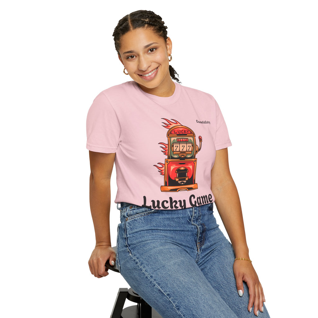 Lucky Game 777 T-Shirt | Retro Slot Machine Graphic | Essential Entry||Unisex Garment-Dyed T-shirt