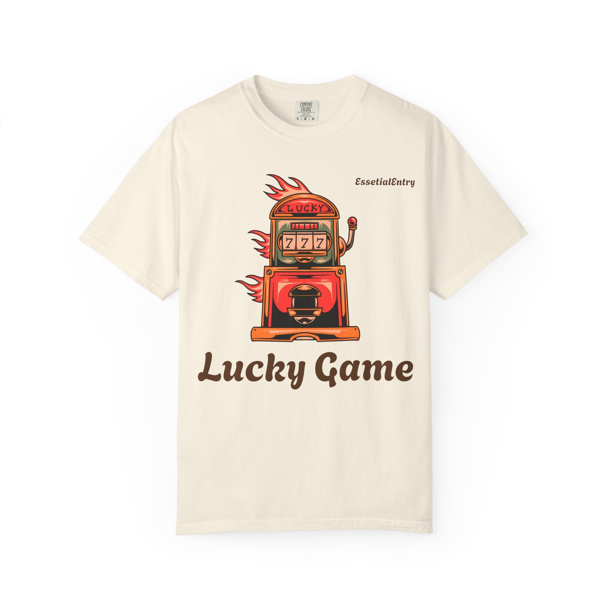 Lucky Game 777 T-Shirt | Retro Slot Machine Graphic | Essential Entry||Unisex Garment-Dyed T-shirt