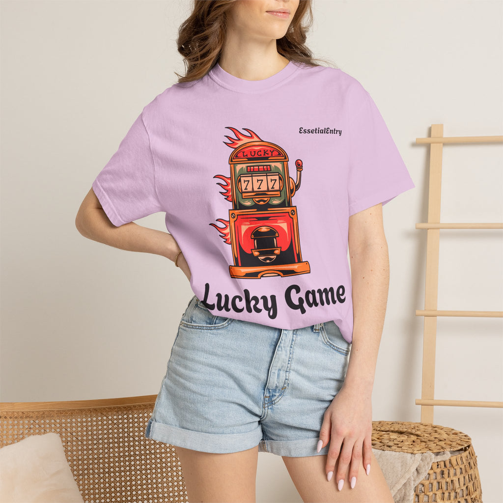 Lucky Game 777 T-Shirt | Retro Slot Machine Graphic | Essential Entry||Unisex Garment-Dyed T-shirt