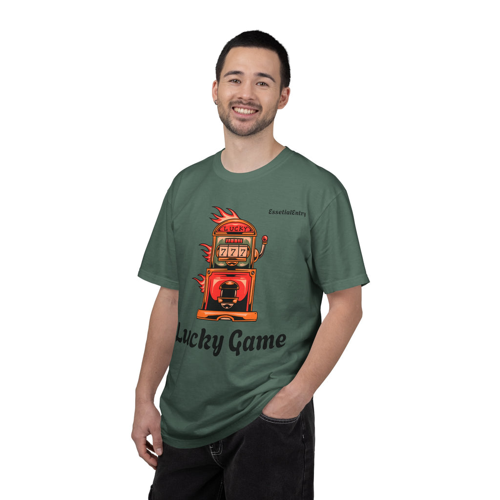 Lucky Game 777 T-Shirt | Retro Slot Machine Graphic | Essential Entry||Unisex Garment-Dyed T-shirt