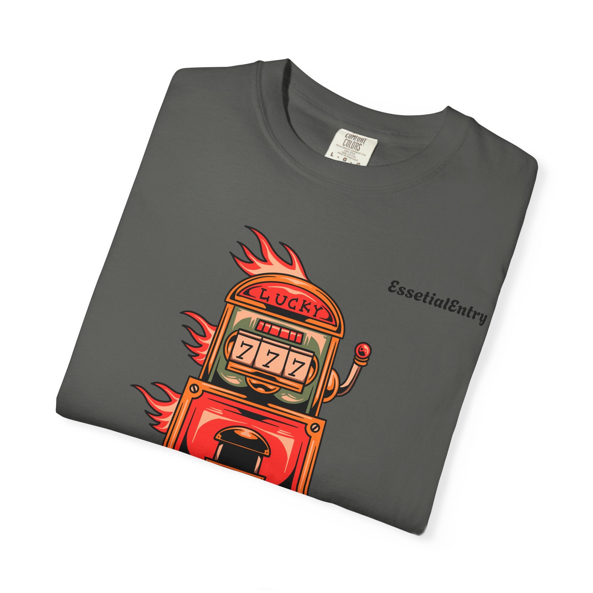 Lucky Game 777 T-Shirt | Retro Slot Machine Graphic | Essential Entry||Unisex Garment-Dyed T-shirt
