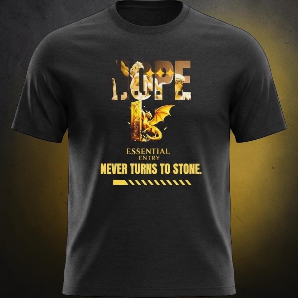 Hope Never Turns to Stone Dragon Tee – Essential Entry Motivational T-Shirt”