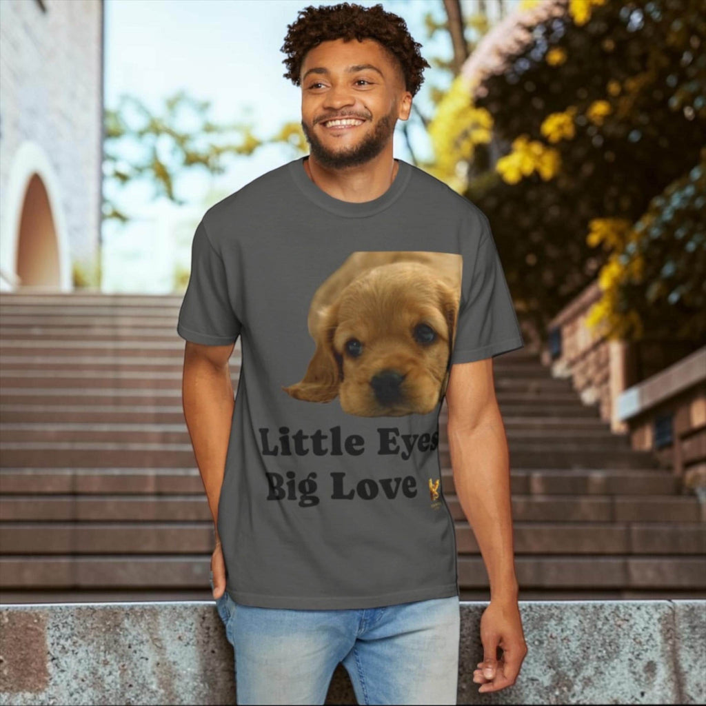 Puppy Dog T-Shirt, Little Eyes Big Love Graphic Tee, Comfort Colors 1717 Cotton