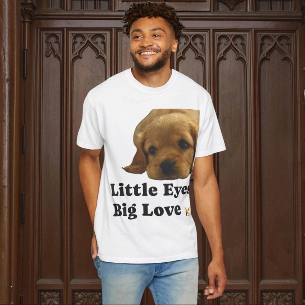 Puppy Dog T-Shirt, Little Eyes Big Love Graphic Tee, Comfort Colors 1717 Cotton